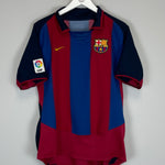 Shop 2003/04 BARCELONA MARQUEZ #4 HOME SHIRT (M) NIKE, classic football shirts, vintage football shirts & retro soccer jerseys at Cult Kits