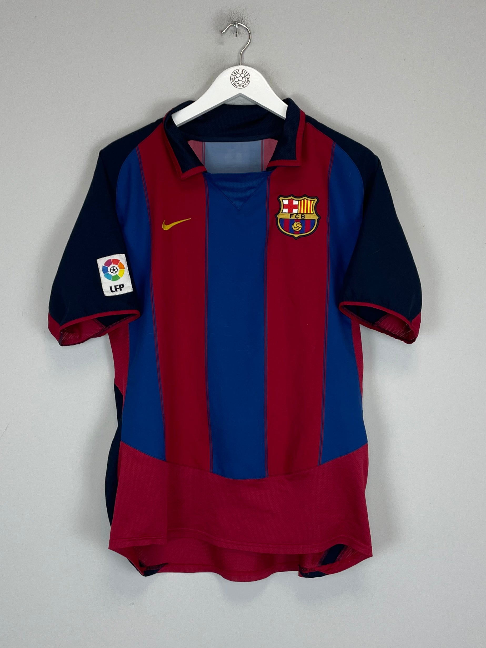 Shop 2003/04 BARCELONA MARQUEZ #4 HOME SHIRT (M) NIKE, classic football shirts, vintage football shirts & retro soccer jerseys at Cult Kits