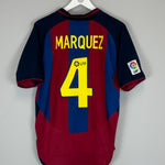 Shop 2003/04 BARCELONA MARQUEZ #4 HOME SHIRT (M) NIKE, classic football shirts, vintage football shirts & retro soccer jerseys at Cult Kits