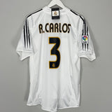 Shop 2004/05 REAL MADRID R.CARLOS #3 *BNWT* HOME SHIRT (MULTIPLE SIZES) ADIDAS, classic football shirts, vintage football shirts & retro soccer jerseys at Cult Kits