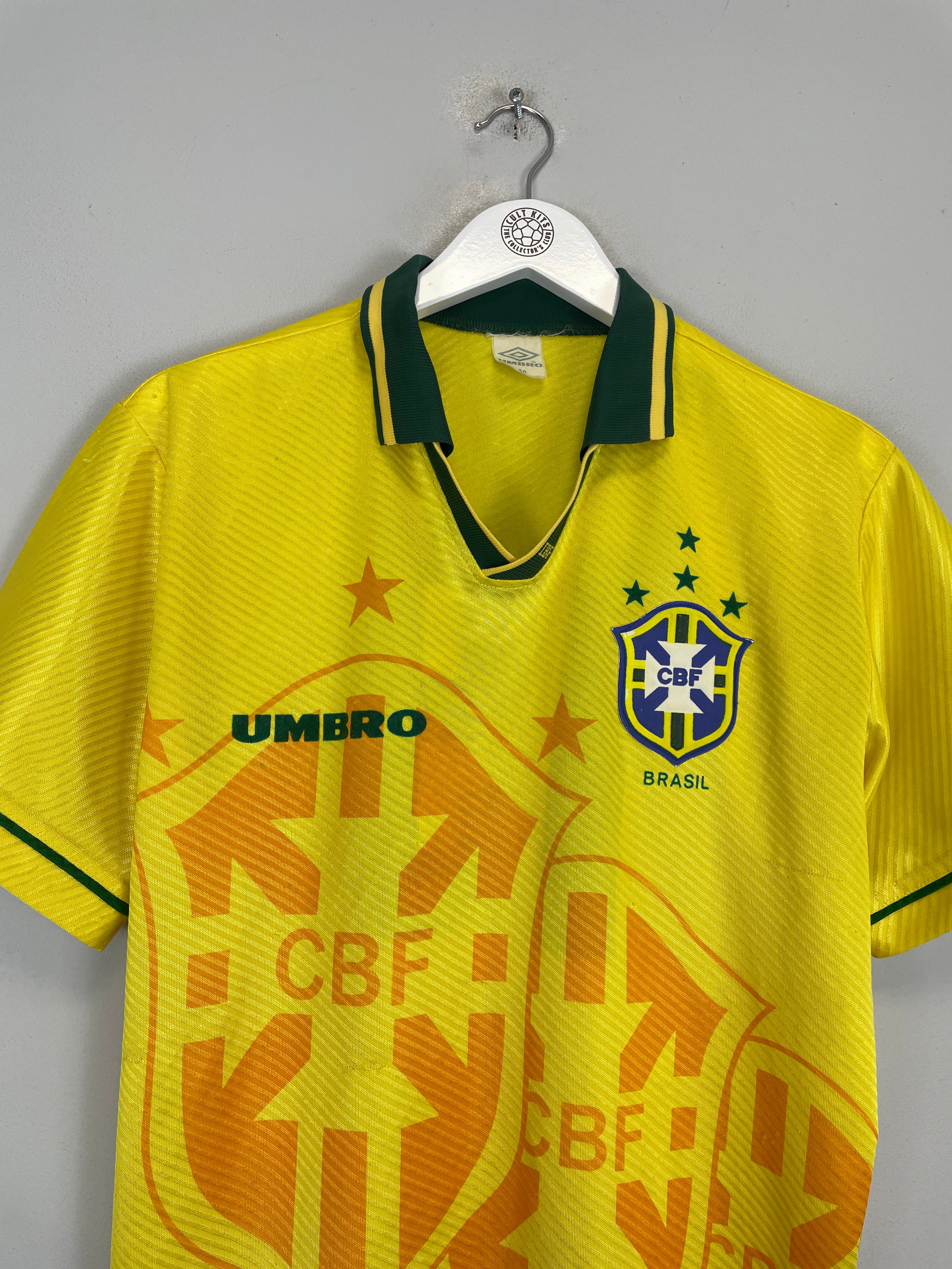 Shop 1994 BRAZIL #19 HOME SHIRT (M) UMBRO, classic football shirts, vintage football shirts & retro soccer jerseys at Cult Kits