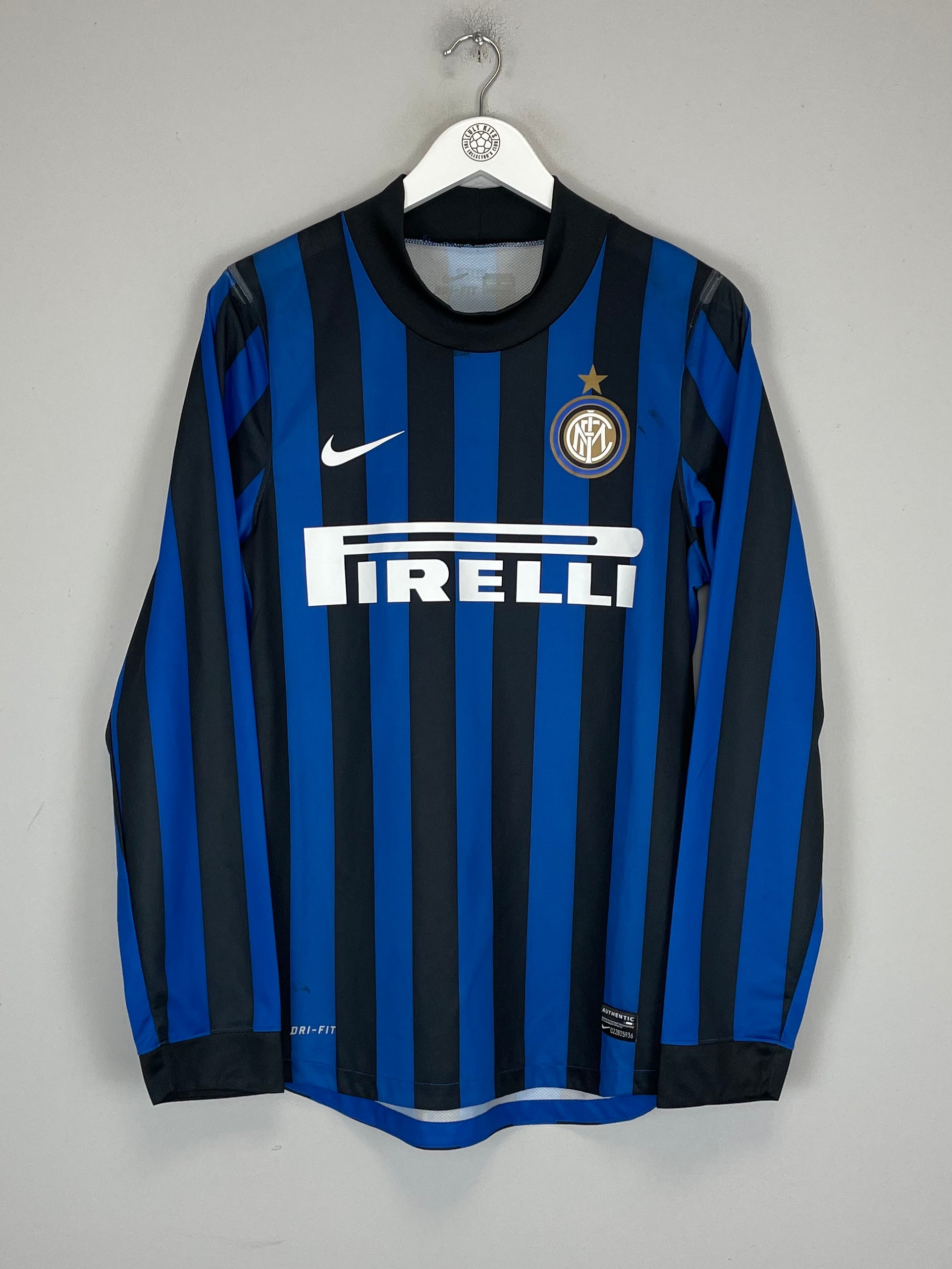 Shop 2011/12 INTER MILAN *PLAYER ISSUE* L/S HOME SHIRT (M) NIKE, classic football shirts, vintage football shirts & retro soccer jerseys at Cult Kits