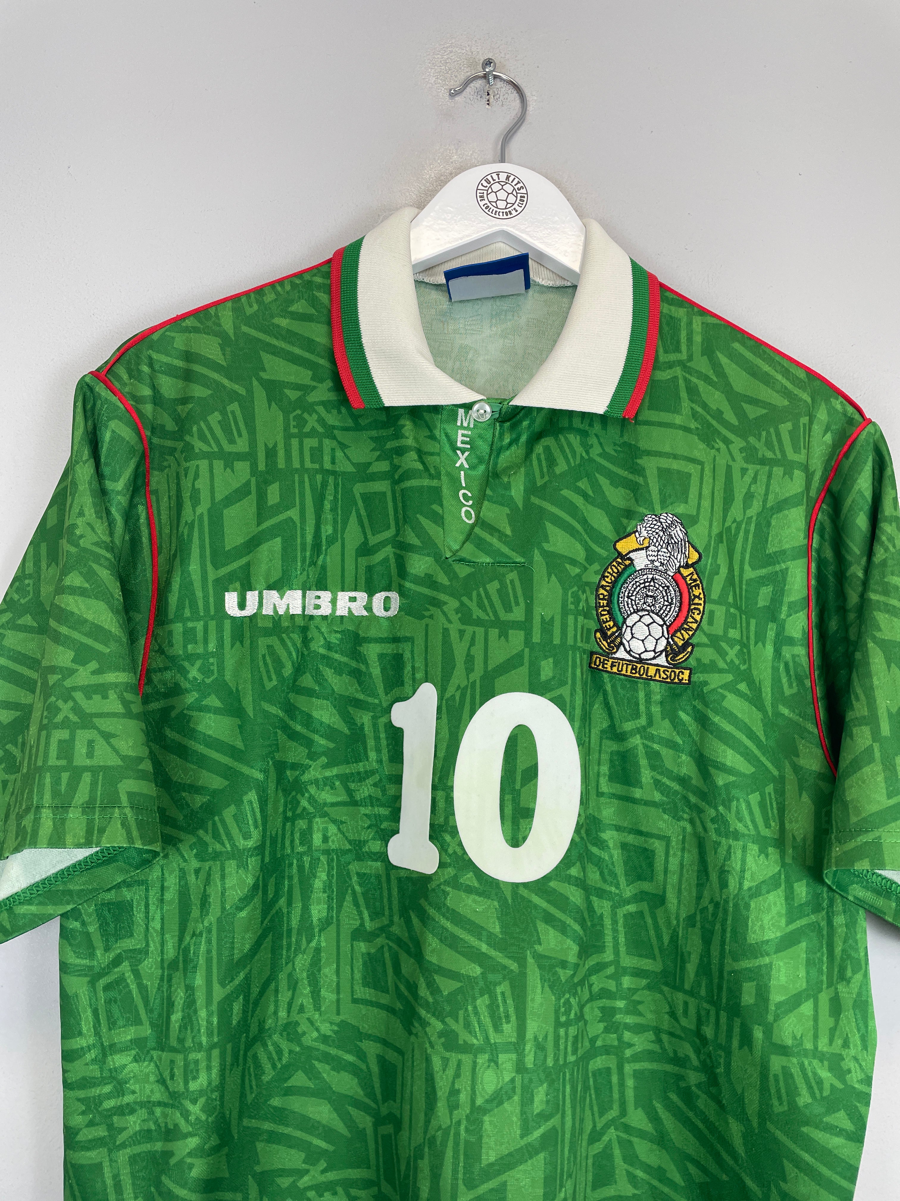 Shop 1994 MEXICO GARCIA #10 HOME SHIRT (L) UMBRO, classic football shirts, vintage football shirts & retro soccer jerseys at Cult Kits