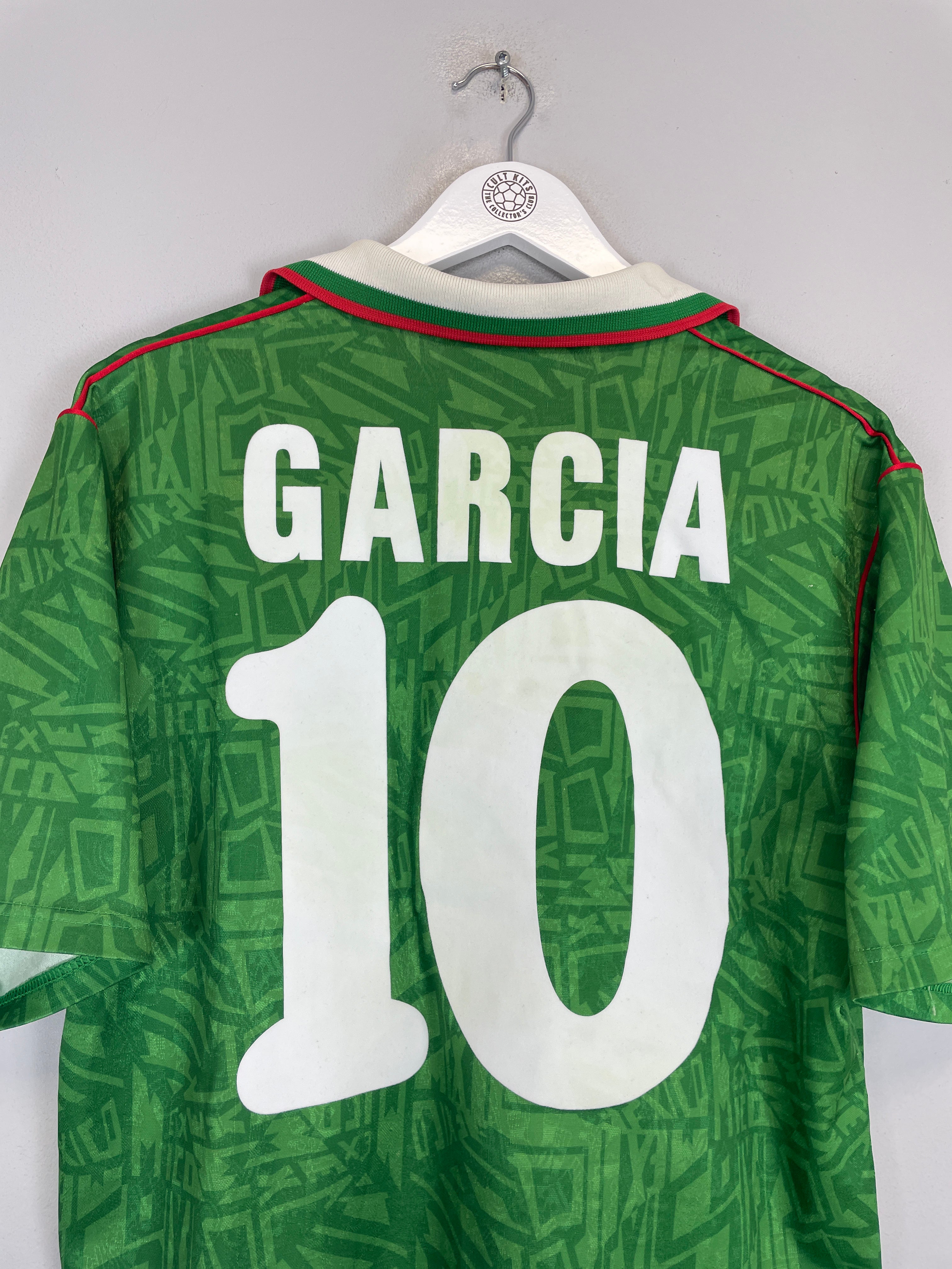 Shop 1994 MEXICO GARCIA #10 HOME SHIRT (L) UMBRO, classic football shirts, vintage football shirts & retro soccer jerseys at Cult Kits