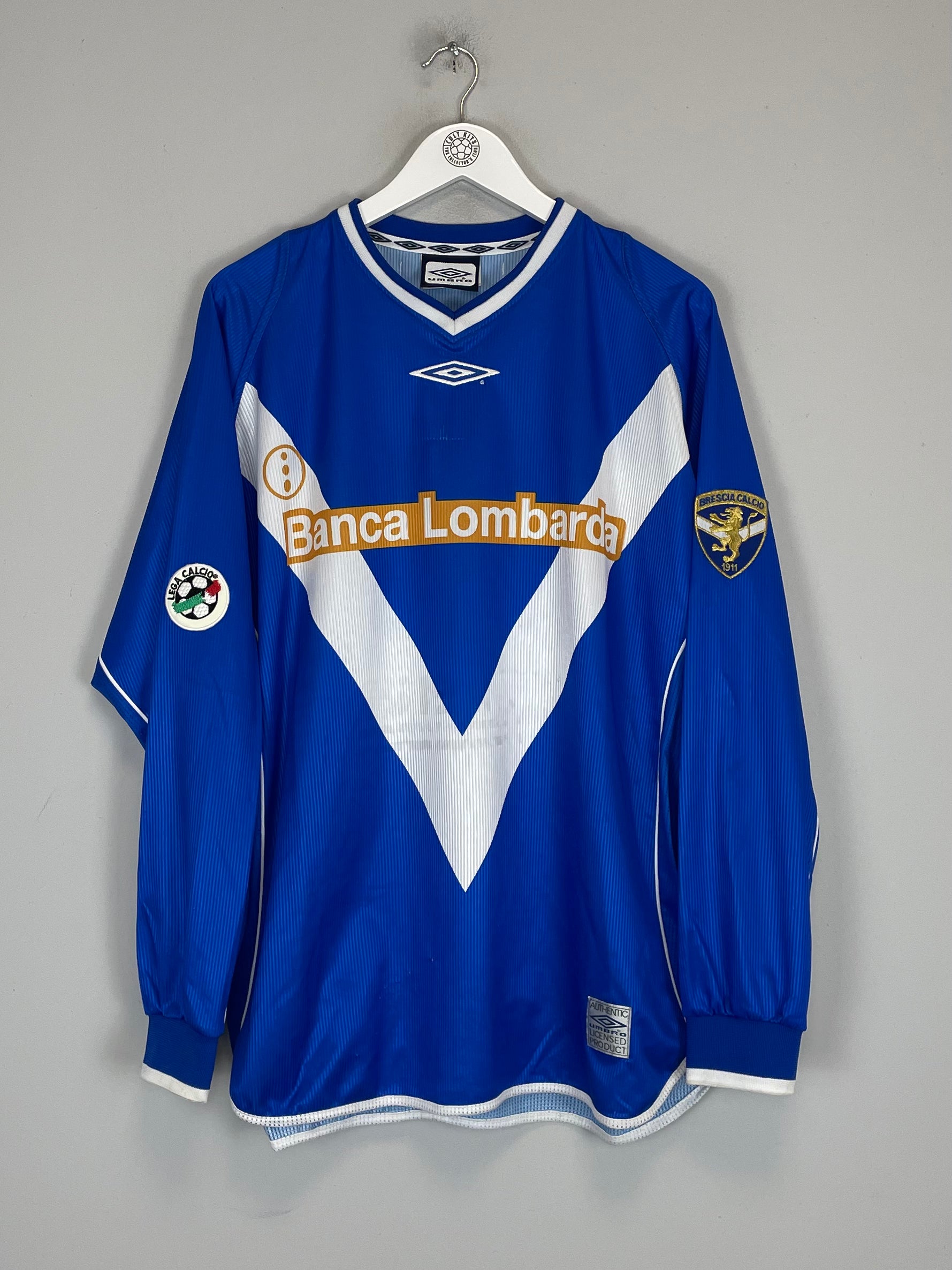 Shop 2002/03 BRESCIA BAGGIO #10 L/S HOME SHIRT (L) UMBRO, classic football shirts, vintage football shirts & retro soccer jerseys at Cult Kits