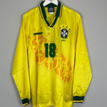 Shop 1994/97 BRAZIL RONALDINHO #18 L/S *PLAYER ISSUE* HOME SHIRT (L) UMBRO, classic football shirts, vintage football shirts & retro soccer jerseys at Cult Kits