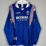 Shop 1996/97 RANGERS #11 L/S *MATCH ISSUE* HOME SHIRT (XL) ADIDAS, classic football shirts, vintage football shirts & retro soccer jerseys at Cult Kits