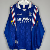 Shop 1996/97 RANGERS #11 L/S *MATCH ISSUE* HOME SHIRT (XL) ADIDAS, classic football shirts, vintage football shirts & retro soccer jerseys at Cult Kits