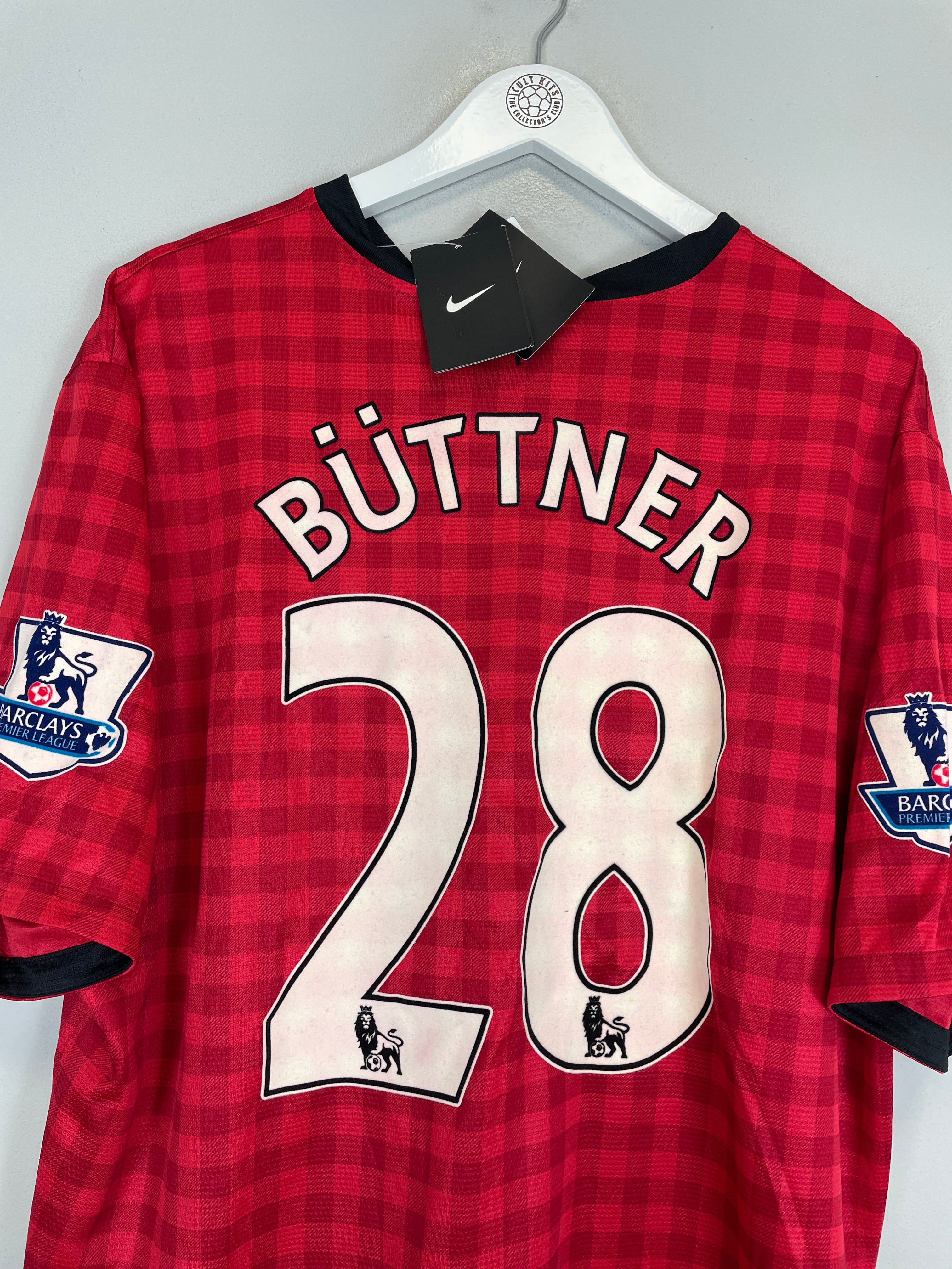 Shop 2012/13 MANCHESTER UNITED BUTTNER #28 *BNWT* HOME SHIRT (XXL) NIKE, classic football shirts, vintage football shirts & retro soccer jerseys at Cult Kits