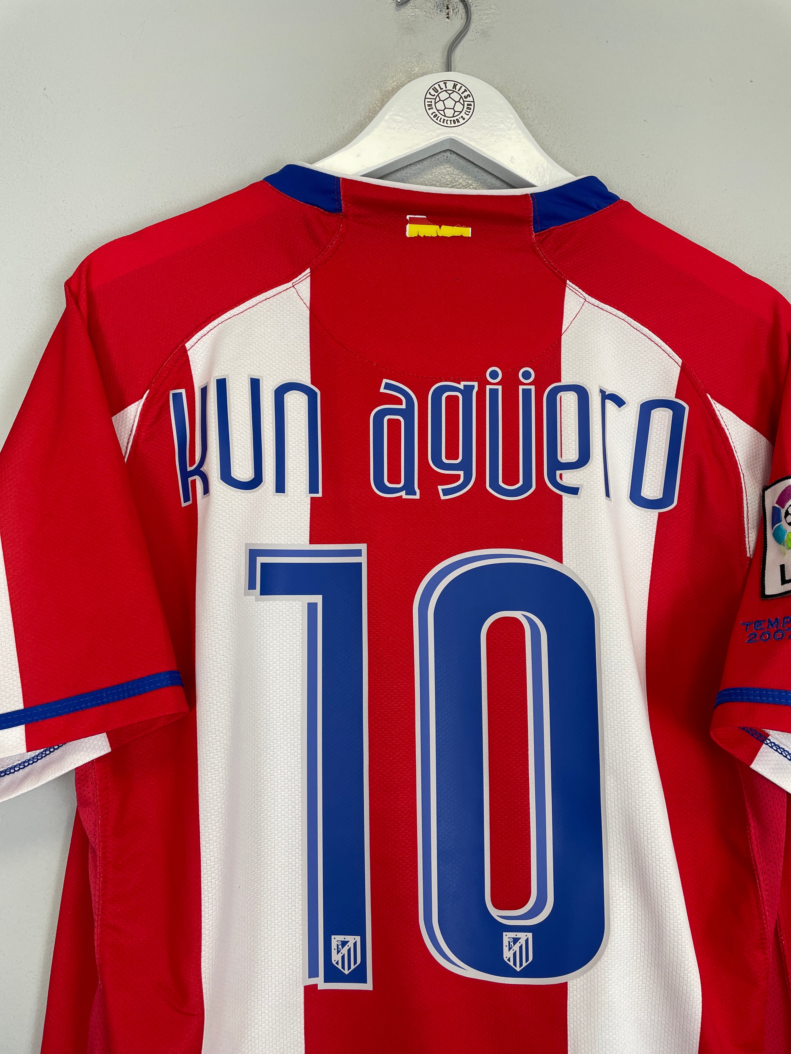 Shop 2007/08 ATLETICO MADRID KUN AGUERO #10 HOME SHIRT (M) NIKE, classic football shirts, vintage football shirts & retro soccer jerseys at Cult Kits