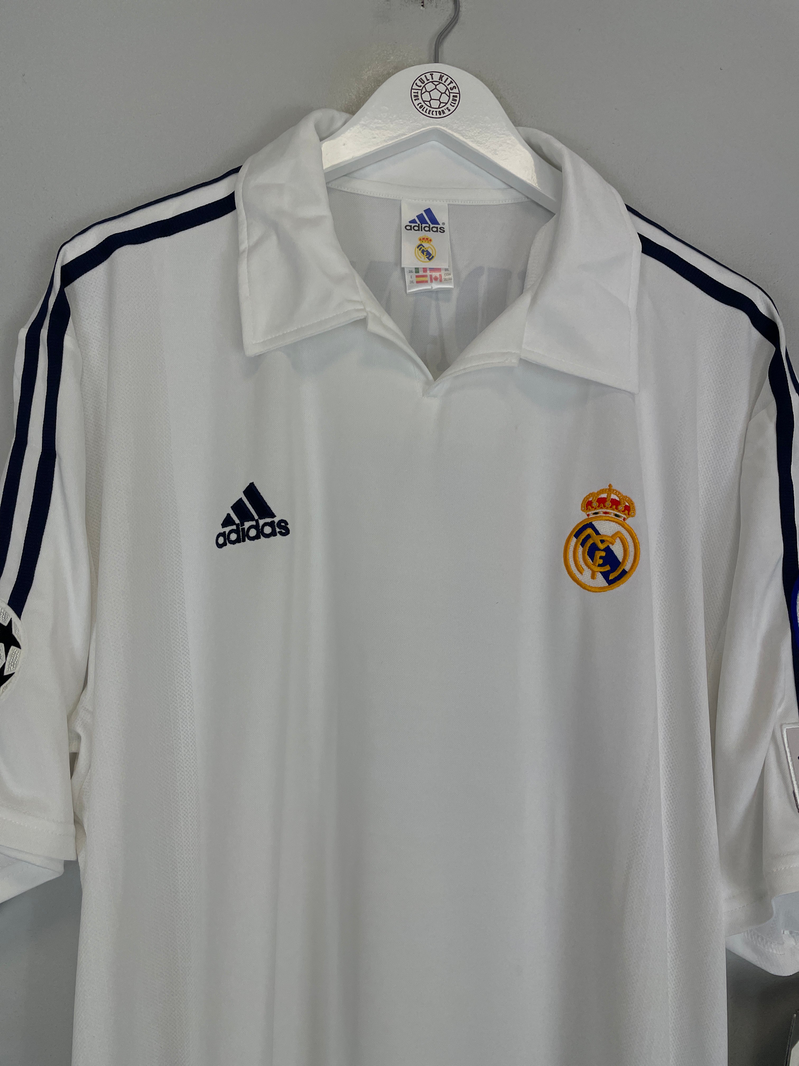 Shop 2001/02 REAL MADRID ZIDANE #5 *BNWT* C/L HOME SHIRT (XXL) ADIDAS, classic football shirts, vintage football shirts & retro soccer jerseys at Cult Kits