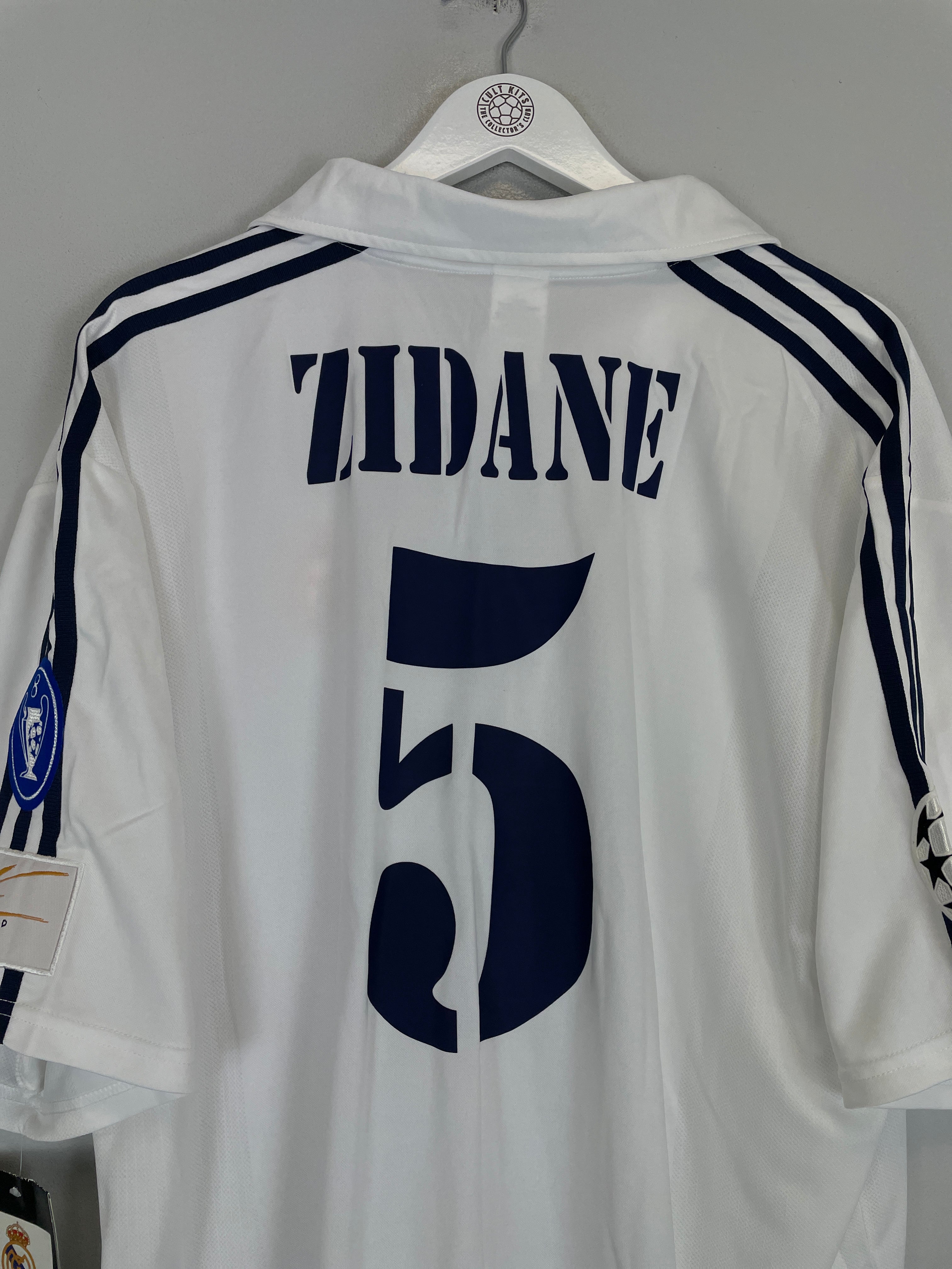 Shop 2001/02 REAL MADRID ZIDANE #5 *BNWT* C/L HOME SHIRT (XXL) ADIDAS, classic football shirts, vintage football shirts & retro soccer jerseys at Cult Kits