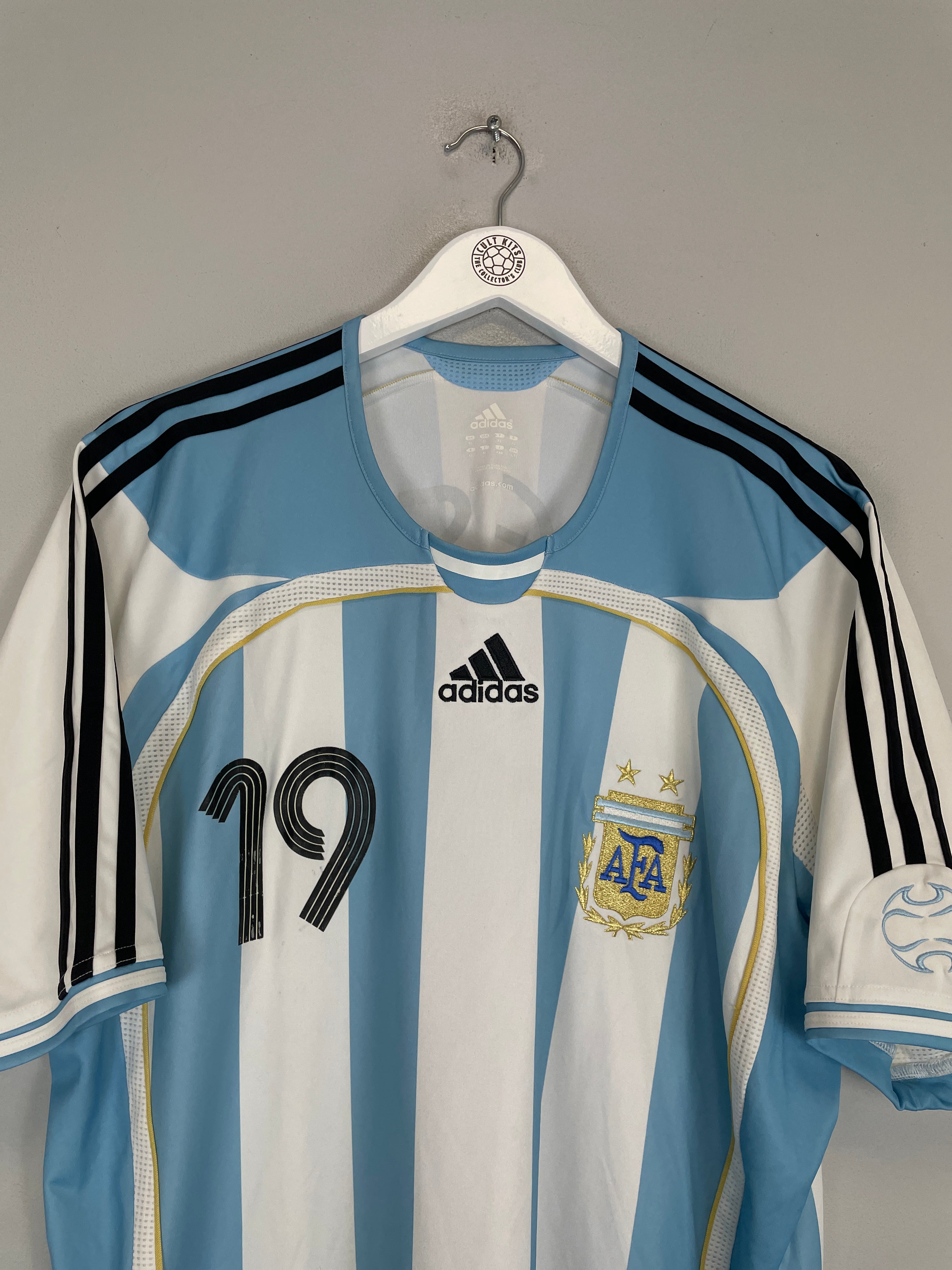 Shop 2006/07 ARGENTINA MESSI #19 *PLAYER ISSUE* HOME SHIRT (XL) ADIDAS, classic football shirts, vintage football shirts & retro soccer jerseys at Cult Kits