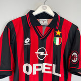 Shop 1996/97 AC MILAN BAGGIO #18 HOME SHIRT (L) LOTTO, classic football shirts, vintage football shirts & retro soccer jerseys at Cult Kits