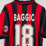 Shop 1996/97 AC MILAN BAGGIO #18 HOME SHIRT (L) LOTTO, classic football shirts, vintage football shirts & retro soccer jerseys at Cult Kits