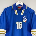 Shop 1996/97 ITALY #16 *PLAYER ISSUE* HOME SHIRT (L) NIKE, classic football shirts, vintage football shirts & retro soccer jerseys at Cult Kits