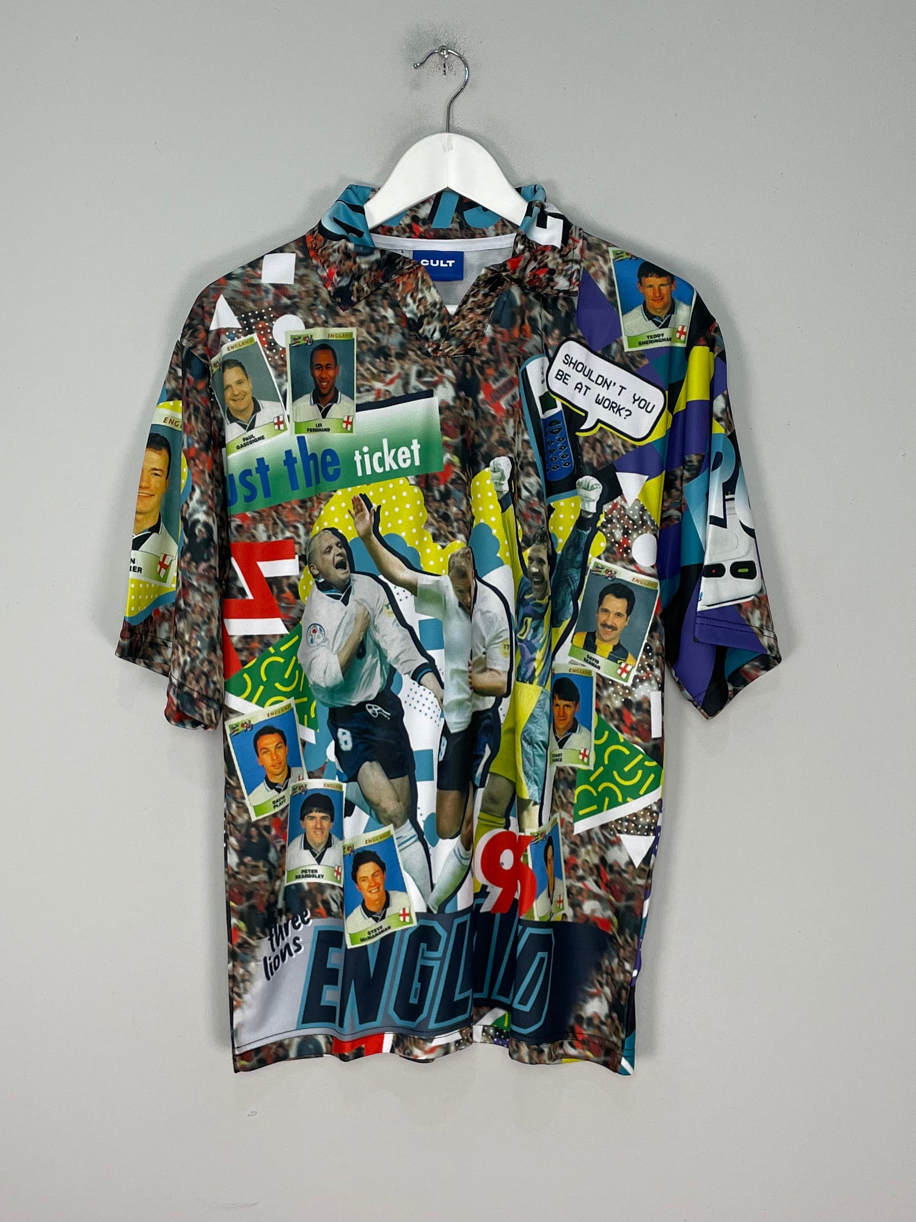 Shop 1996 ENGLAND 'JUST THE TICKET' EURO 96 BOOTLEG SHIRT (MULTIPLE SIZES) CULT, classic football shirts, vintage football shirts & retro soccer jerseys at Cult Kits