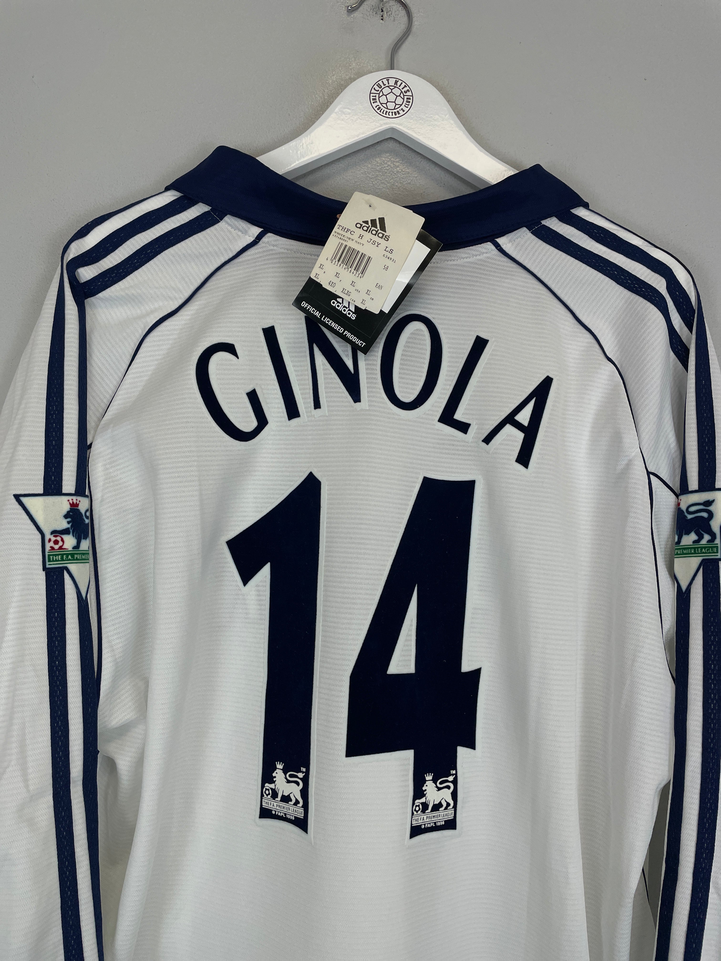 Shop 1999/01 TOTTENHAM GINOLA #14 *BNWT* L/S HOME SHIRT (XL) ADIDAS, classic football shirts, vintage football shirts & retro soccer jerseys at Cult Kits