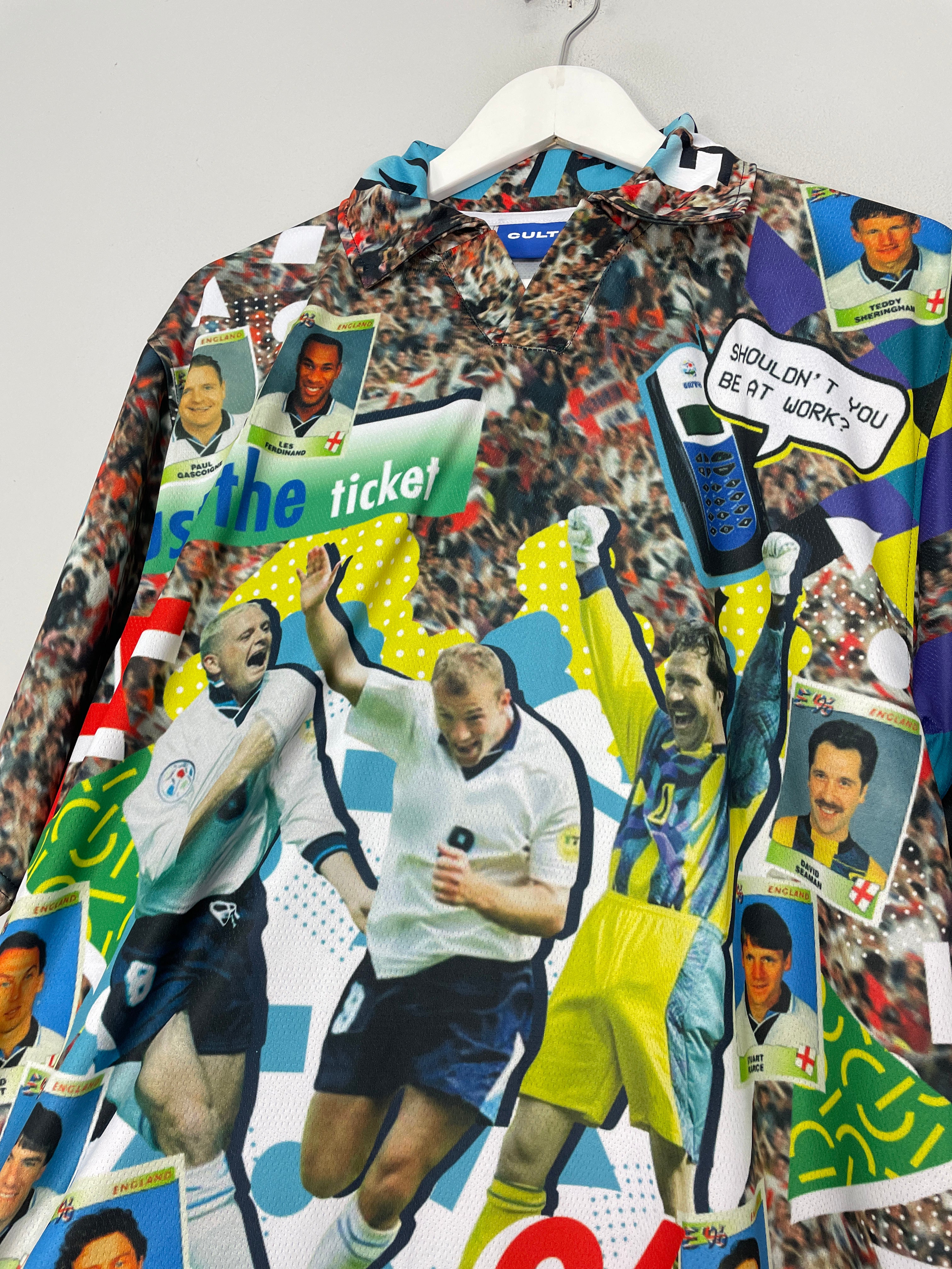 Shop 1996 ENGLAND 'JUST THE TICKET' EURO 96 BOOTLEG SHIRT (MULTIPLE SIZES) CULT, classic football shirts, vintage football shirts & retro soccer jerseys at Cult Kits