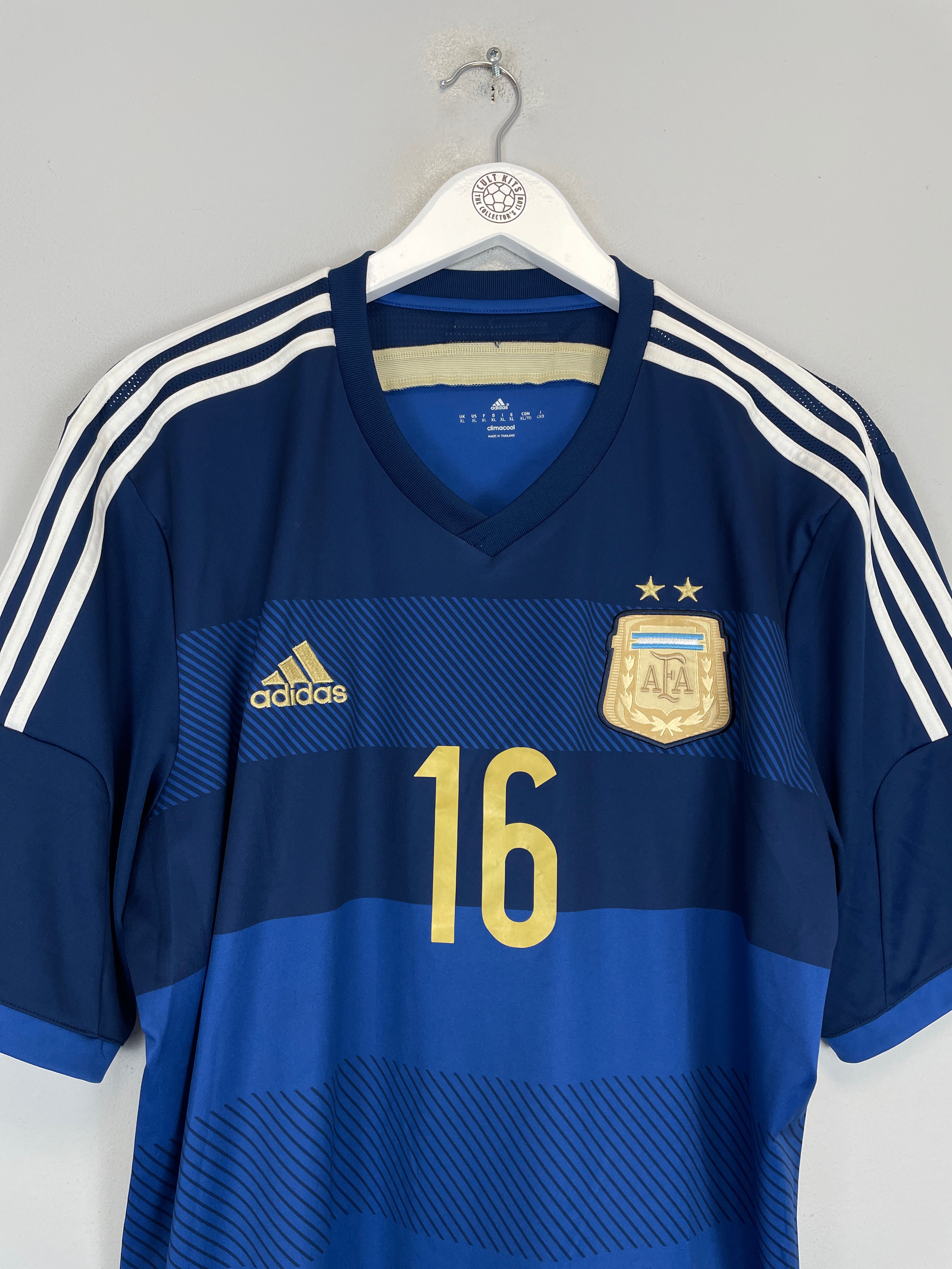 Shop 2014/15 ARGENTINA KUN AGUERO #16 AWAY SHIRT (XL) ADIDAS, classic football shirts, vintage football shirts & retro soccer jerseys at Cult Kits