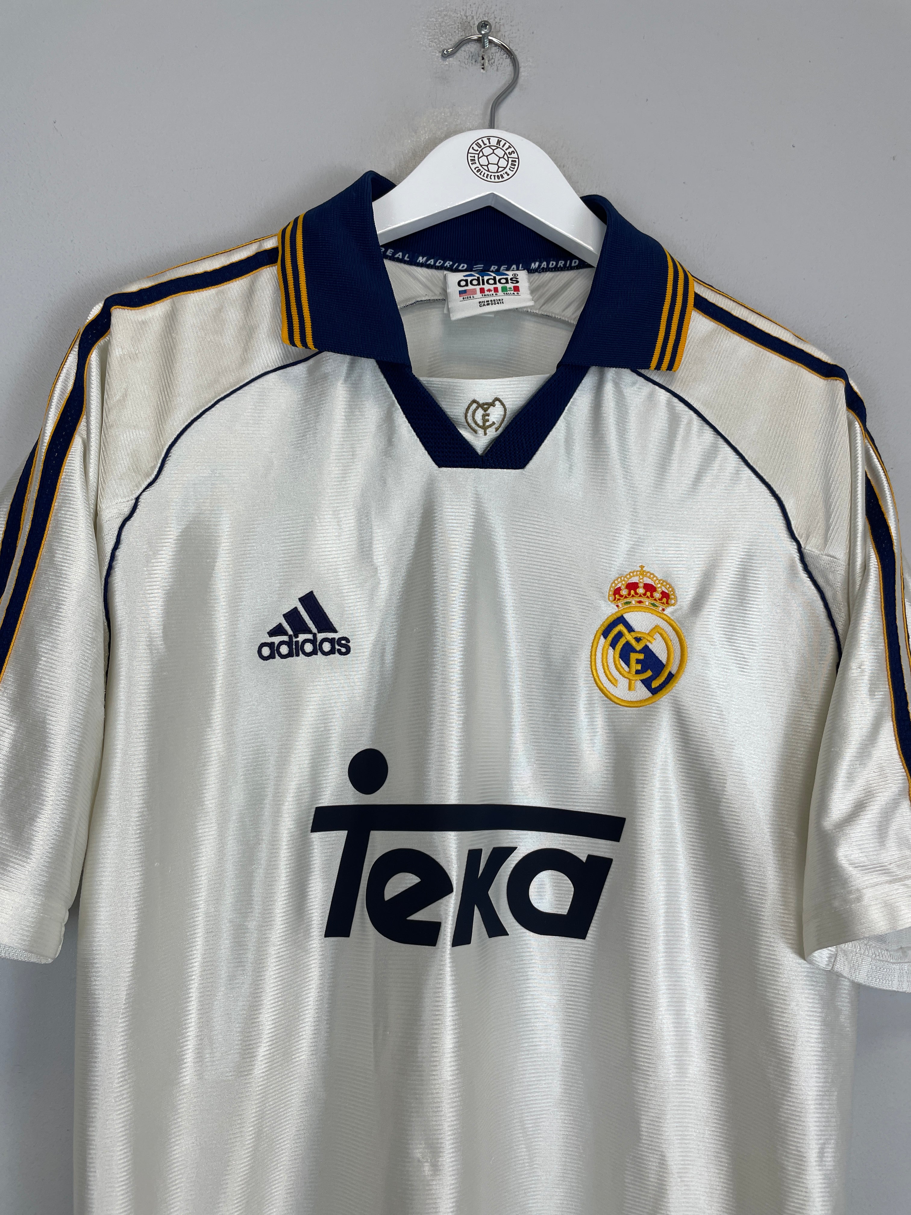 Shop 1998/00 REAL MADRID RAUL #7 HOME SHIRT (L) ADIDAS, classic football shirts, vintage football shirts & retro soccer jerseys at Cult Kits