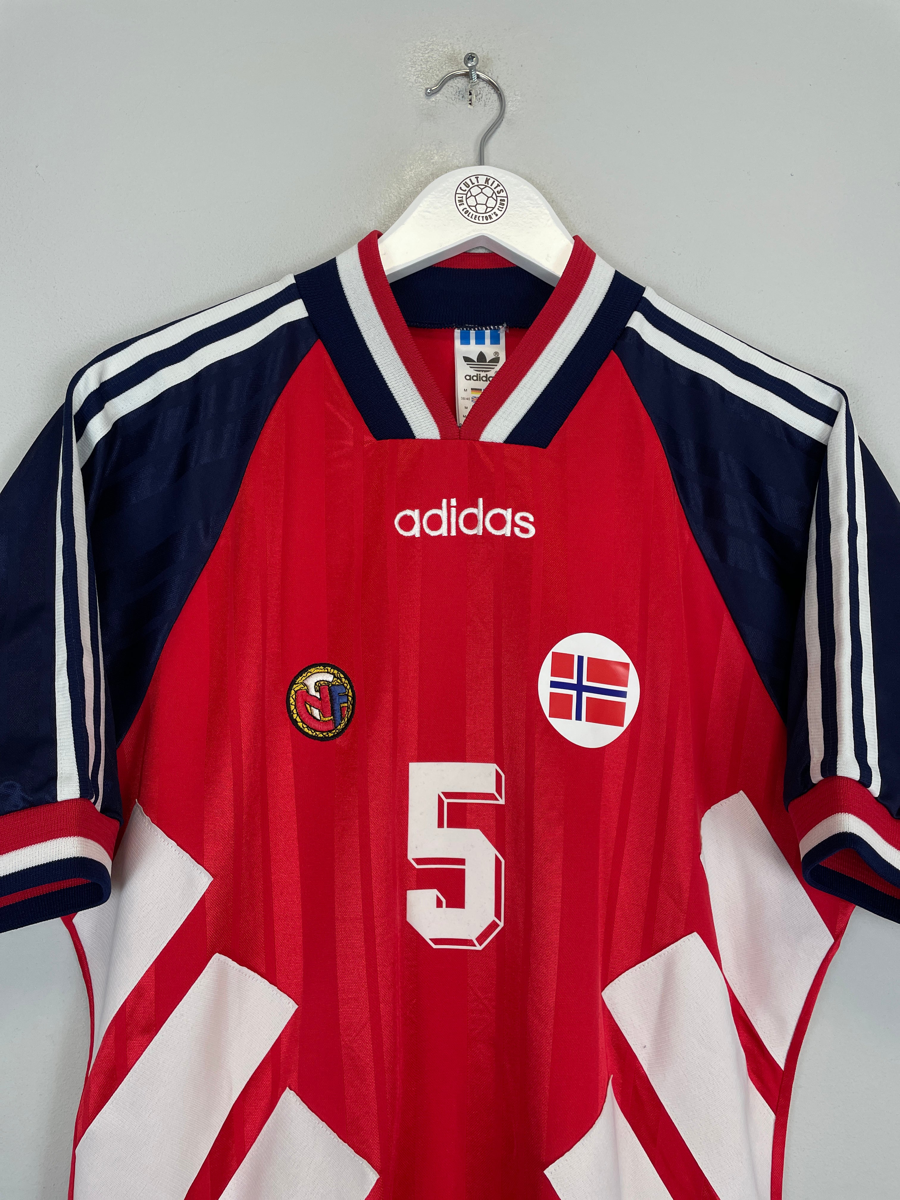 Shop 1994 NORWAY BJORNBYE #5 HOME SHIRT (M) ADIDAS, classic football shirts, vintage football shirts & retro soccer jerseys at Cult Kits