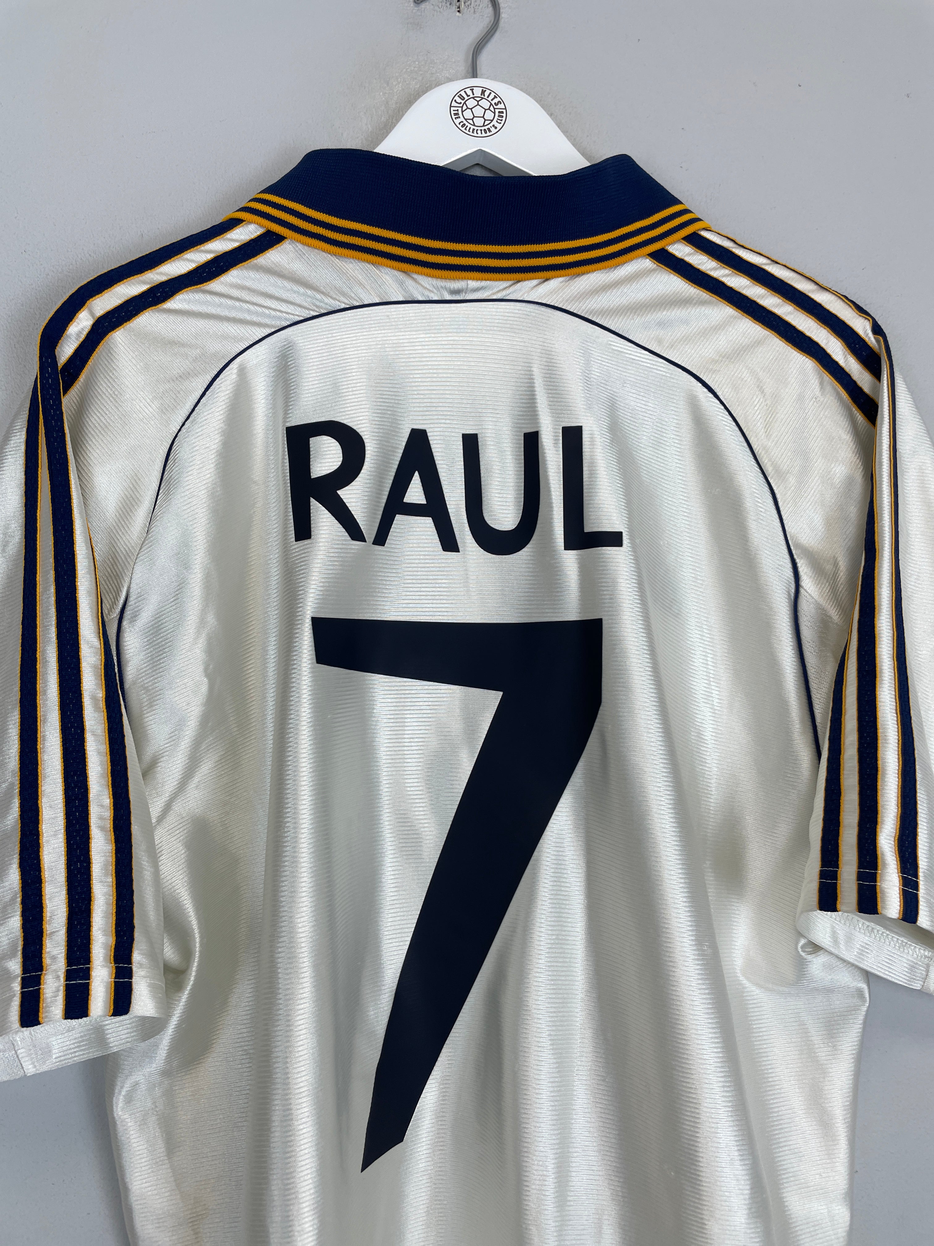 Shop 1998/00 REAL MADRID RAUL #7 HOME SHIRT (L) ADIDAS, classic football shirts, vintage football shirts & retro soccer jerseys at Cult Kits