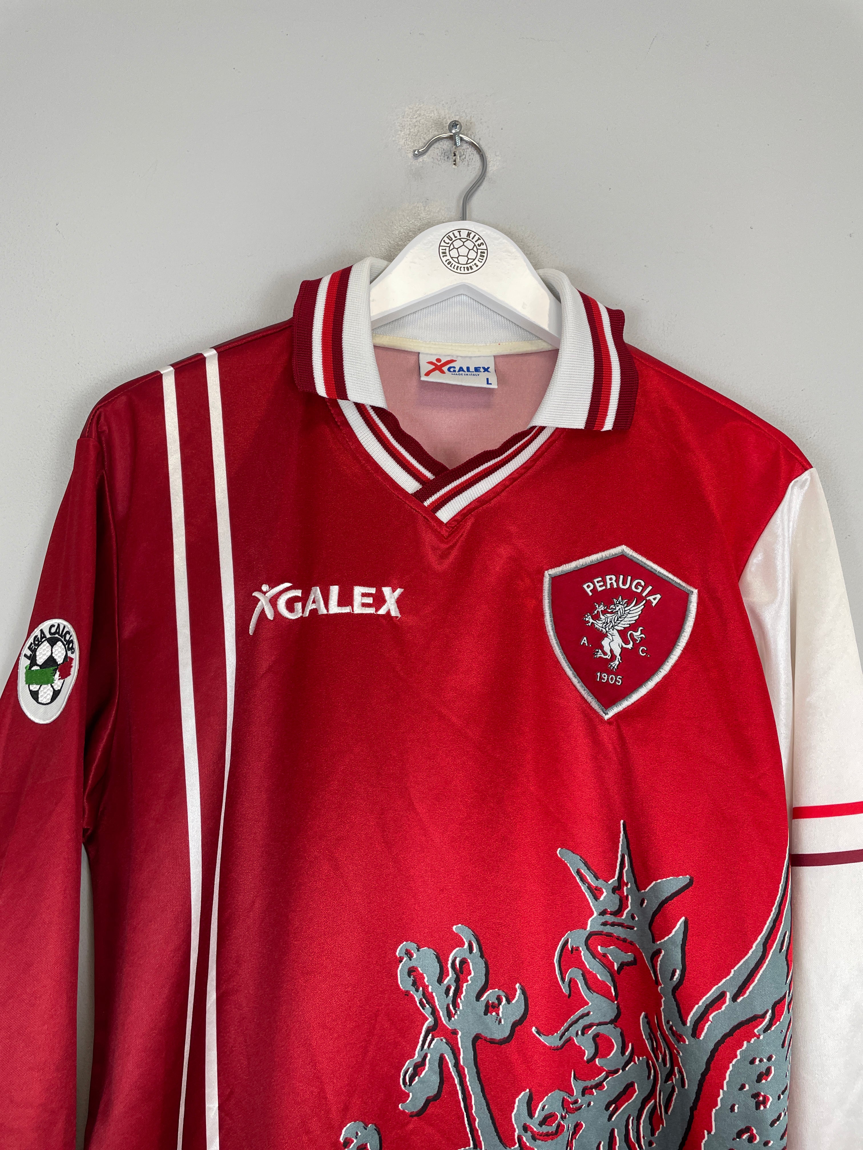 Shop 1998/99 PERUGIA NAKATA #7 L/S HOME SHIRT (L) GALEX, classic football shirts, vintage football shirts & retro soccer jerseys at Cult Kits