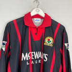 Shop 1994/95 BLACKBURN ROVERS SUTTON #16 L/S *MATCH ISSUE* AWAY SHIRT (XL) ASICS, classic football shirts, vintage football shirts & retro soccer jerseys at Cult Kits