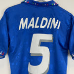 Shop 1994 ITALY MALDINI #5 HOME SHIRT (M) DIADORA, classic football shirts, vintage football shirts & retro soccer jerseys at Cult Kits