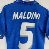 Shop 1994 ITALY MALDINI #5 HOME SHIRT (M) DIADORA, classic football shirts, vintage football shirts & retro soccer jerseys at Cult Kits