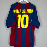 Shop 2004/05 BARCELONA RONALDINHO #10 HOME SHIRT (XL) NIKE, classic football shirts, vintage football shirts & retro soccer jerseys at Cult Kits