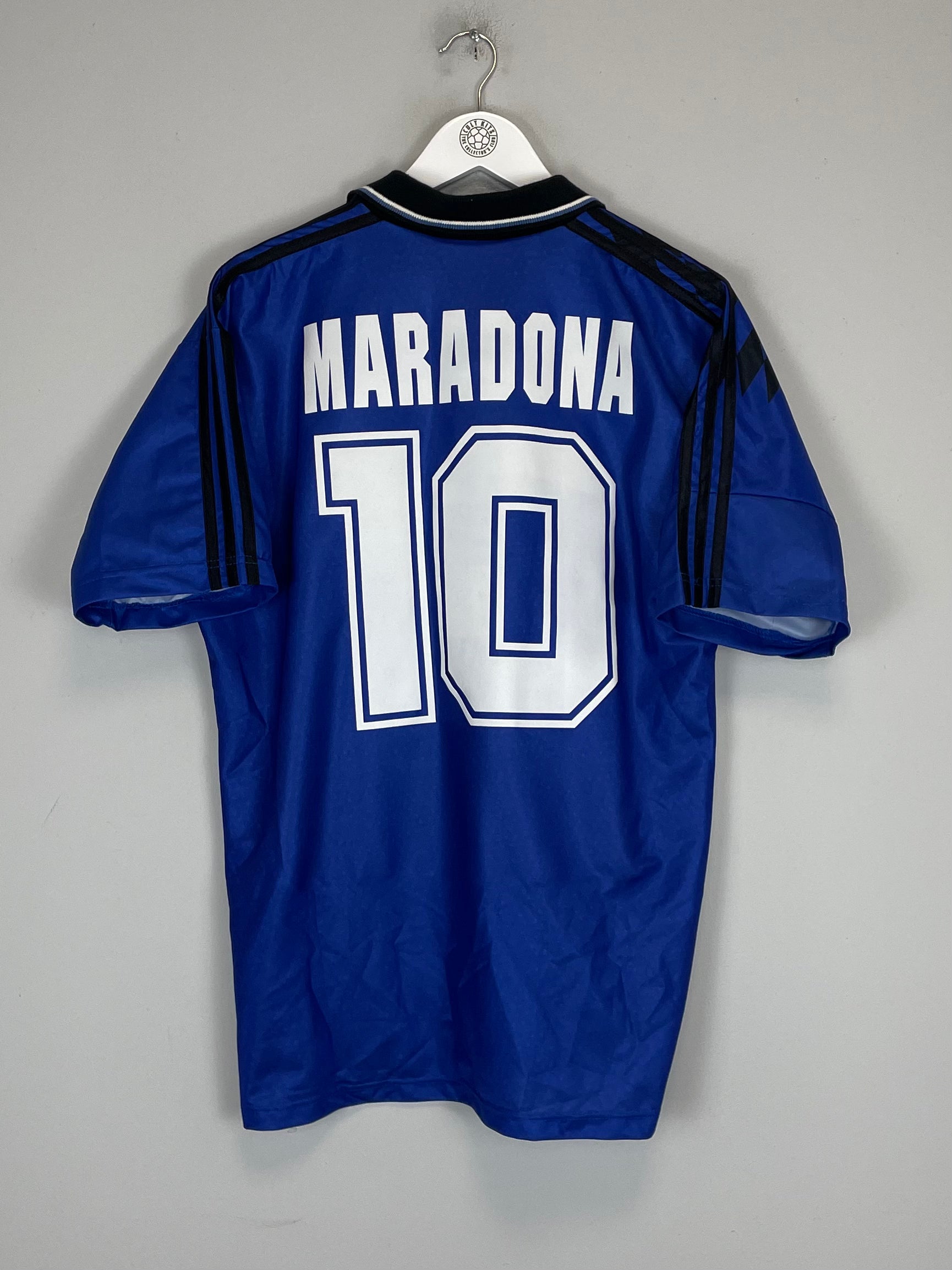 Shop 1994 ARGENTINA MARADONA #10 AWAY SHIRT (M) ADIDAS, classic football shirts, vintage football shirts & retro soccer jerseys at Cult Kits