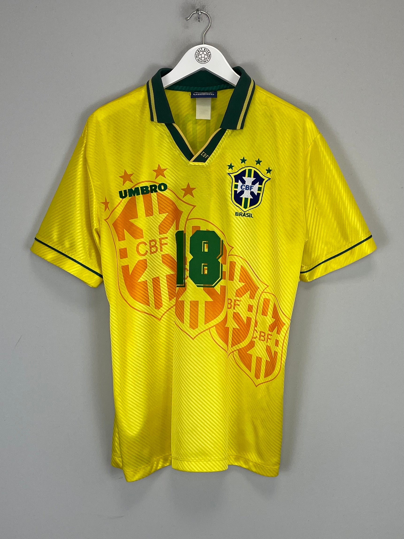 Shop 1994 BRAZIL RONALDINHO #18 HOME SHIRT (L) UMBRO, classic football shirts, vintage football shirts & retro soccer jerseys at Cult Kits