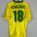 Shop 1994 BRAZIL RONALDINHO #18 HOME SHIRT (L) UMBRO, classic football shirts, vintage football shirts & retro soccer jerseys at Cult Kits