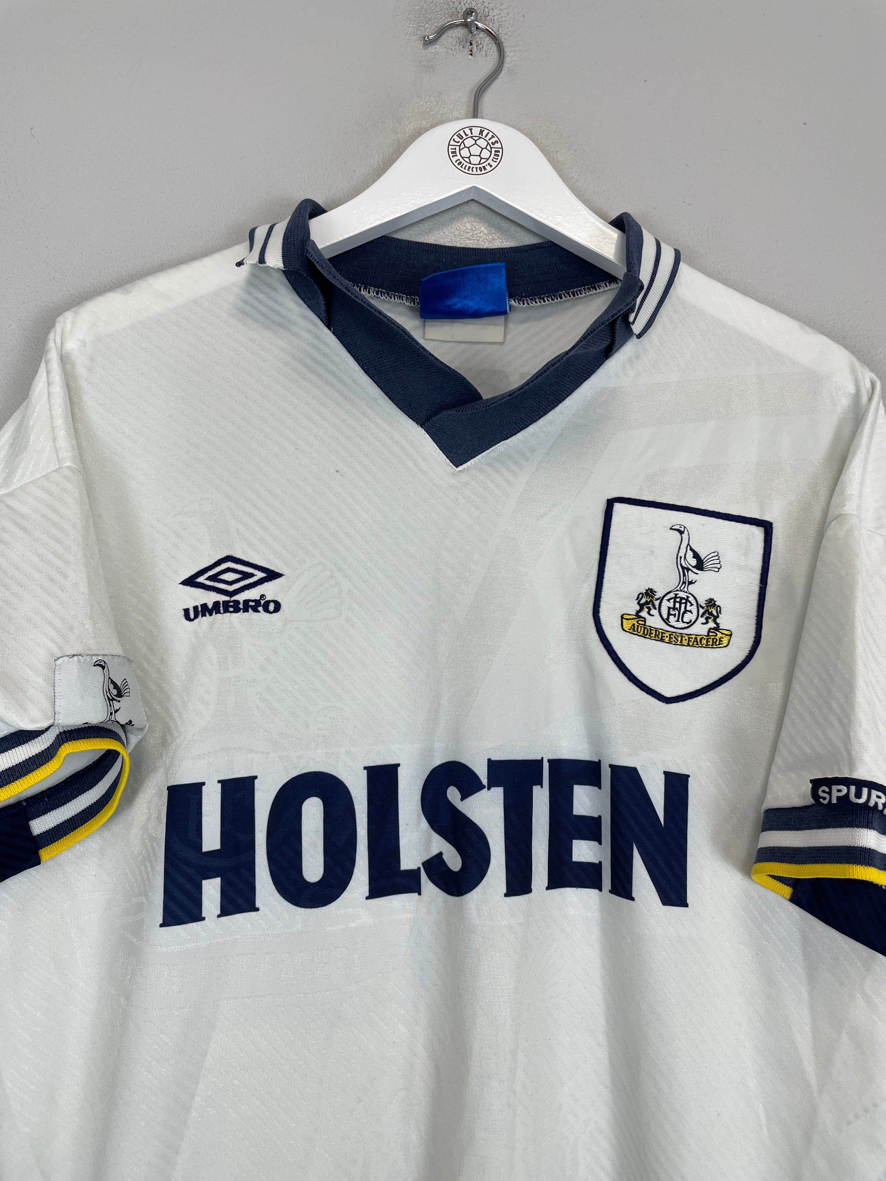 Shop 1993/95 TOTTENHAM KLINSMANN #18 HOME SHIRT (M) UMBRO, classic football shirts, vintage football shirts & retro soccer jerseys at Cult Kits