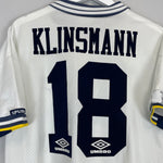 Shop 1993/95 TOTTENHAM KLINSMANN #18 HOME SHIRT (M) UMBRO, classic football shirts, vintage football shirts & retro soccer jerseys at Cult Kits