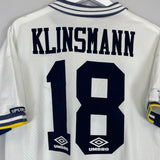 Shop 1993/95 TOTTENHAM KLINSMANN #18 HOME SHIRT (M) UMBRO, classic football shirts, vintage football shirts & retro soccer jerseys at Cult Kits