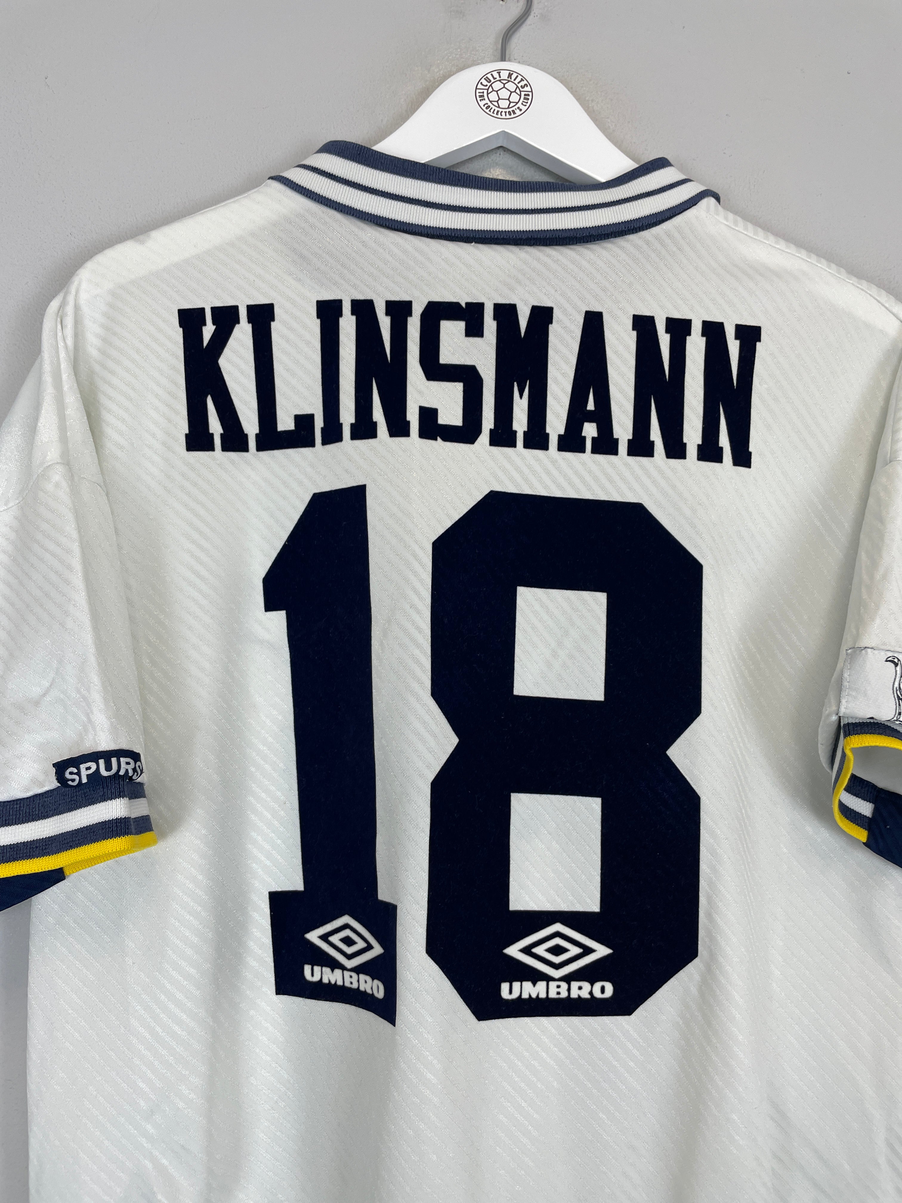 Shop 1993/95 TOTTENHAM KLINSMANN #18 HOME SHIRT (M) UMBRO, classic football shirts, vintage football shirts & retro soccer jerseys at Cult Kits