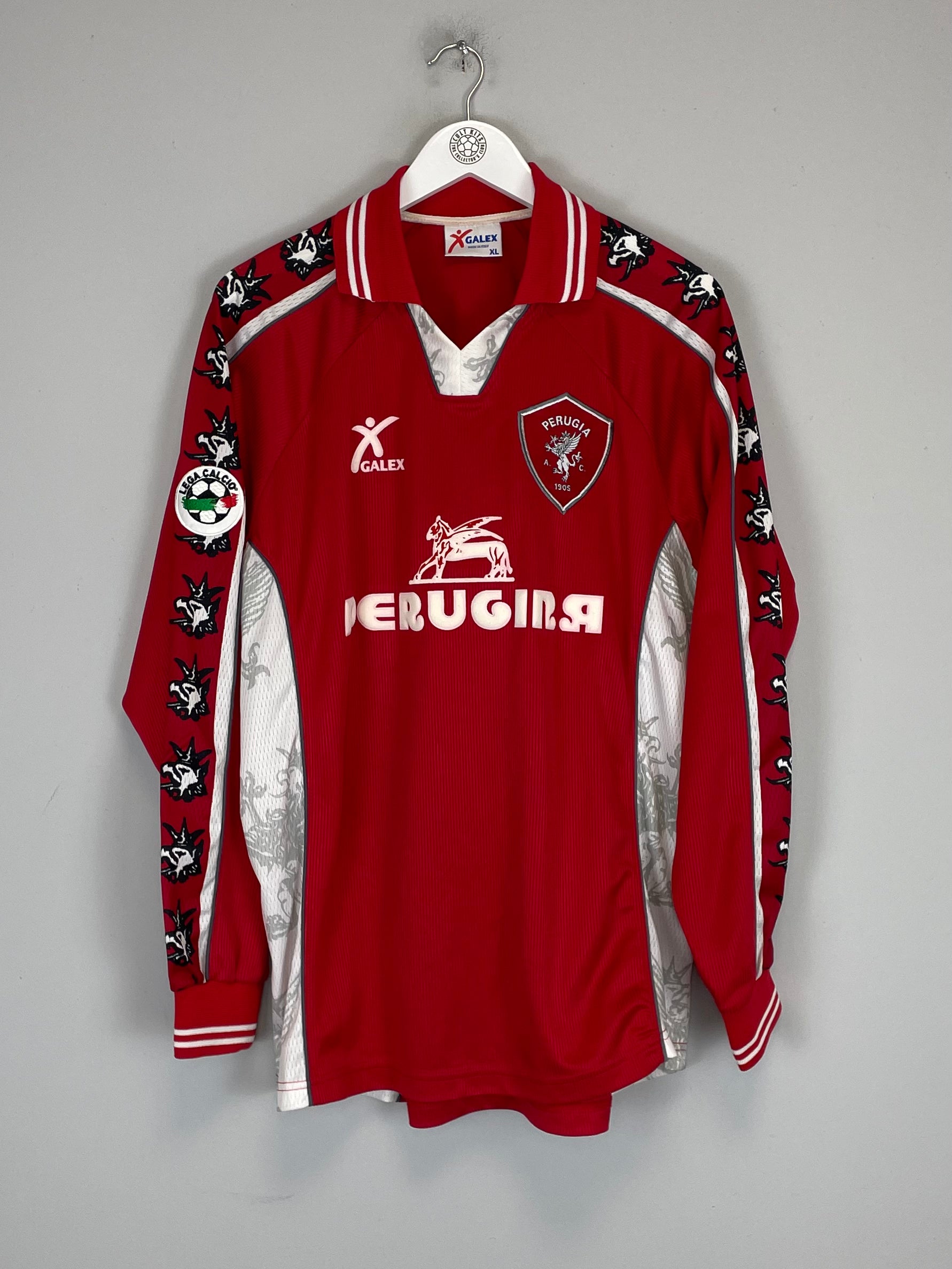 Shop 1999/00 PERUGIA NAKATA #7 L/S HOME SHIRT (XL) GALEX, classic football shirts, vintage football shirts & retro soccer jerseys at Cult Kits