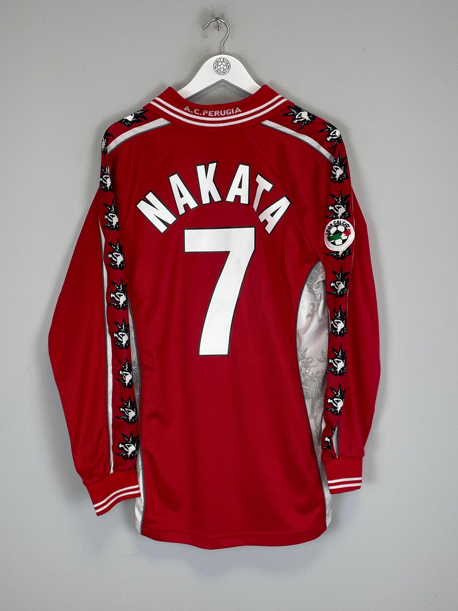 Shop 1999/00 PERUGIA NAKATA #7 L/S HOME SHIRT (XL) GALEX, classic football shirts, vintage football shirts & retro soccer jerseys at Cult Kits
