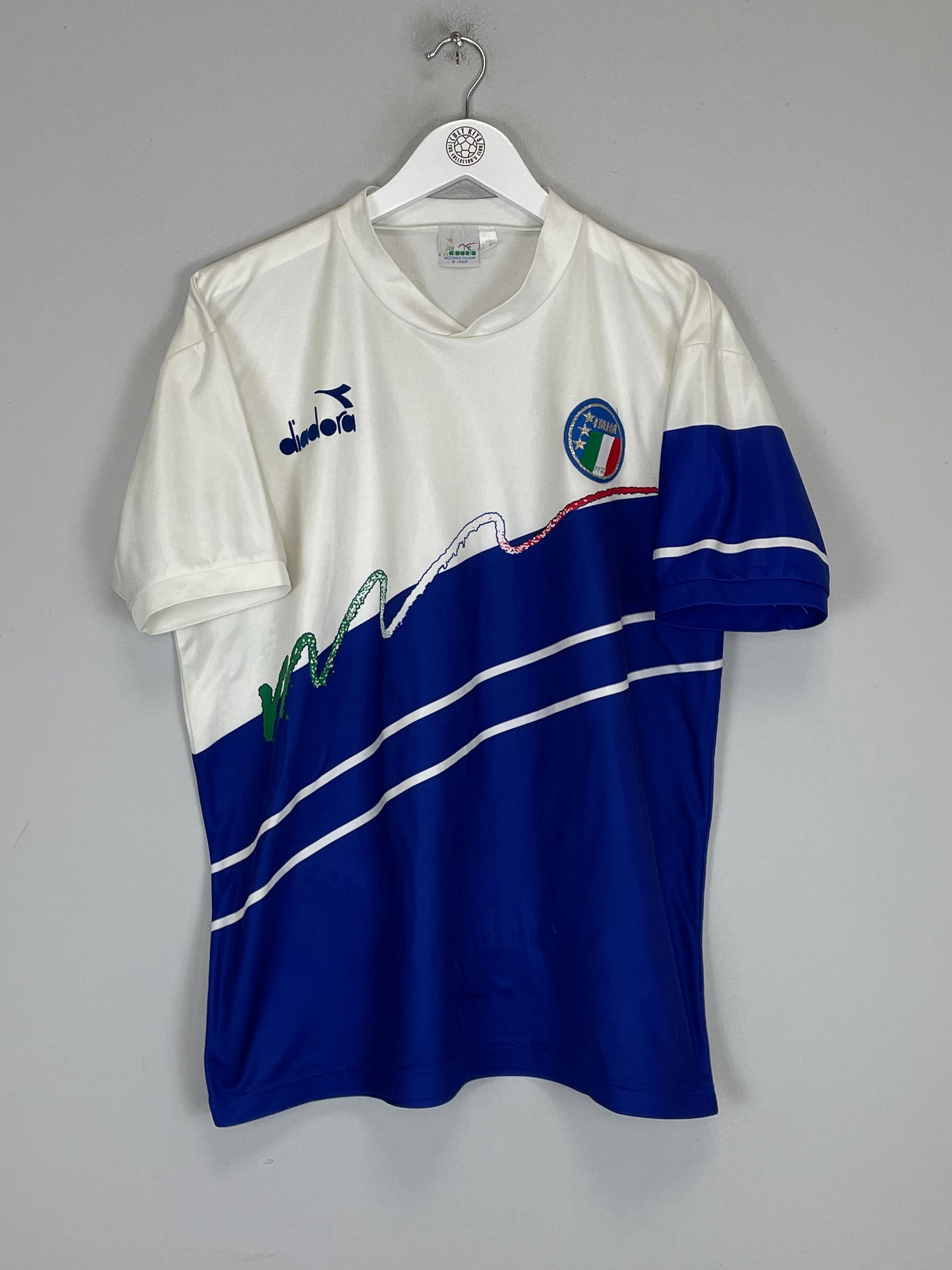 Shop 1990/92 ITALY TRAINING SHIRT (XL) DIADORA, classic football shirts, vintage football shirts & retro soccer jerseys at Cult Kits