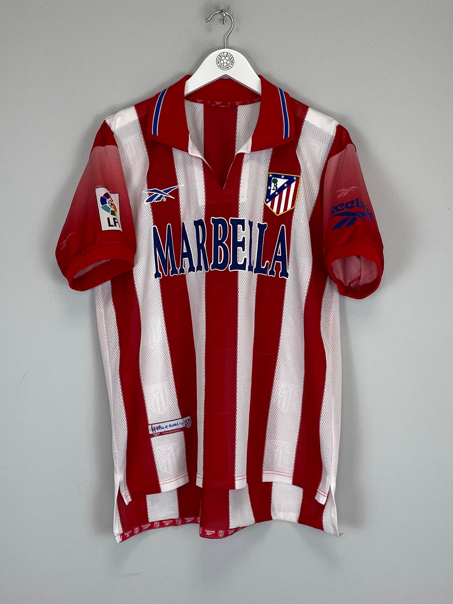 Shop 1998/99 ATLETICO MADRID HOME SHIRT (L) REEBOK, classic football shirts, vintage football shirts & retro soccer jerseys at Cult Kits