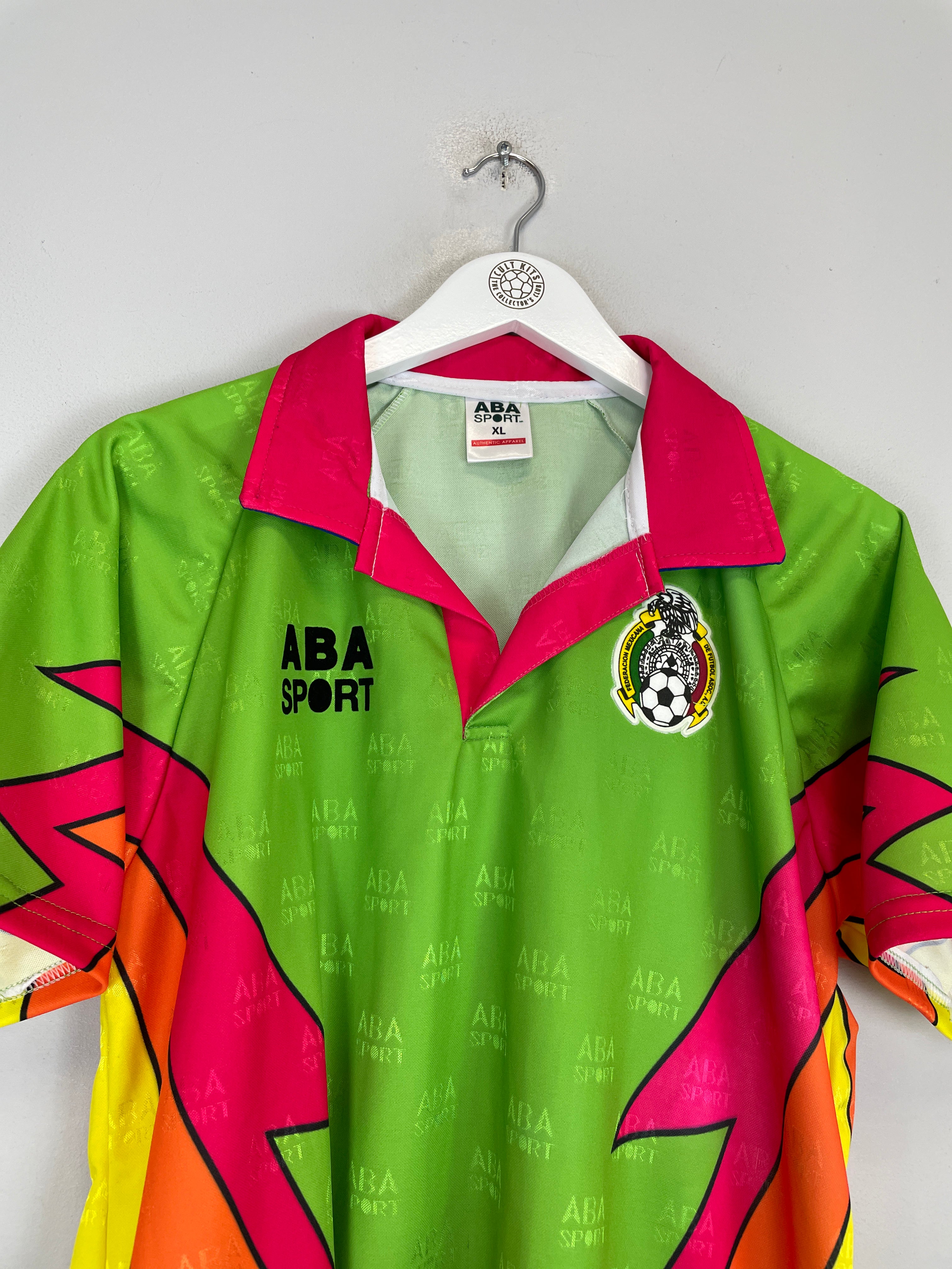 Shop 1995 MEXICO CAMPOS #1 *REISSUE* GK SHIRT (XL) ABA SPORT, classic football shirts, vintage football shirts & retro soccer jerseys at Cult Kits