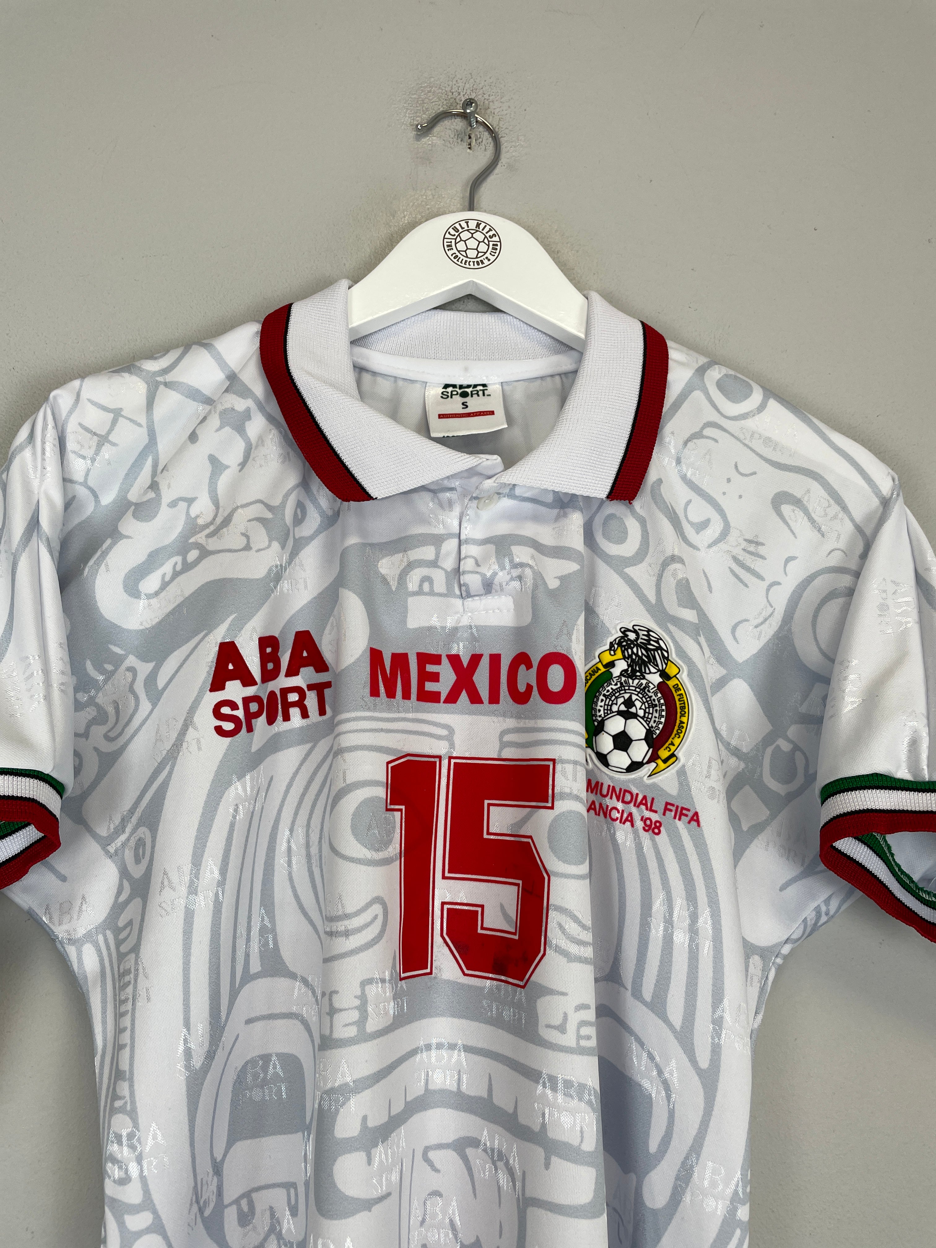 Shop 1998 MEXICO HERNANDEZ #15 *REISSUE* BNWT AWAY SHIRT (S) ABA SPORT, classic football shirts, vintage football shirts & retro soccer jerseys at Cult Kits