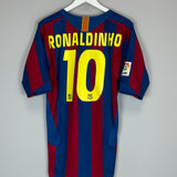 2005/06 BARCELONA RONALDINHO #10 HOME SHIRT (M) NIKE