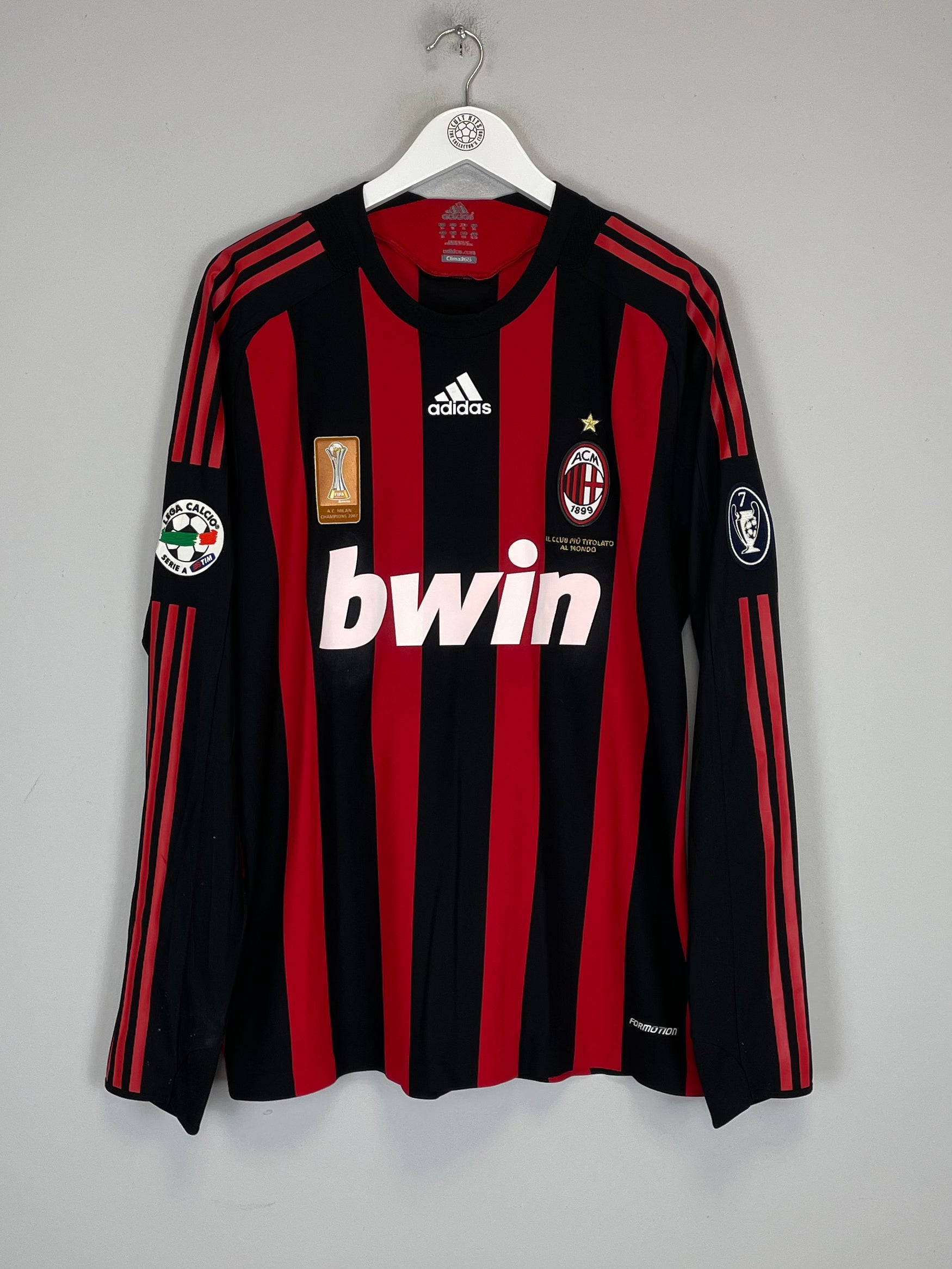 Shop 2008/09 AC MILAN MALDINI #3 *PLAYER ISSUE* L/S HOME SHIRT (XL) ADIDAS, classic football shirts, vintage football shirts & retro soccer jerseys at Cult Kits