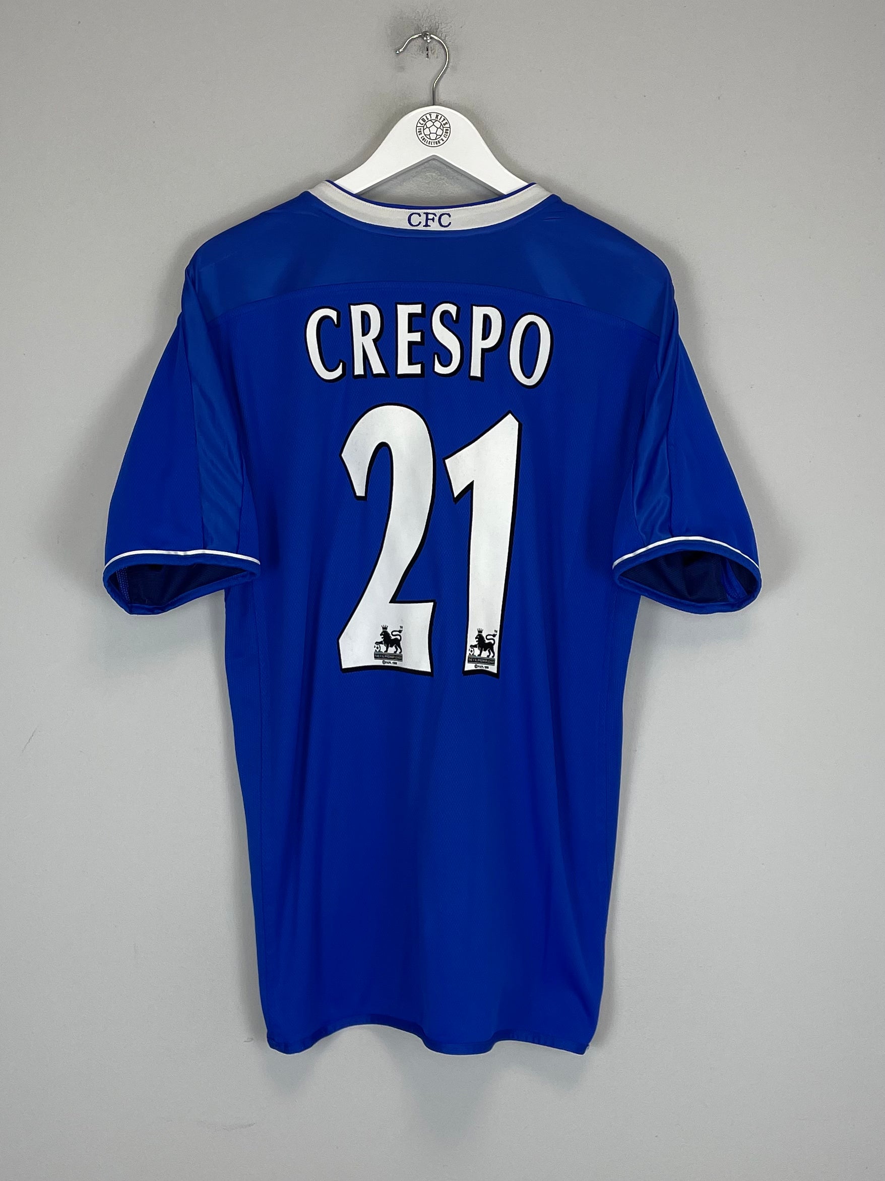 Shop 2003/04 CHELSEA CRESPO #21 HOME SHIRT (L) UMBRO, classic football shirts, vintage football shirts & retro soccer jerseys at Cult Kits