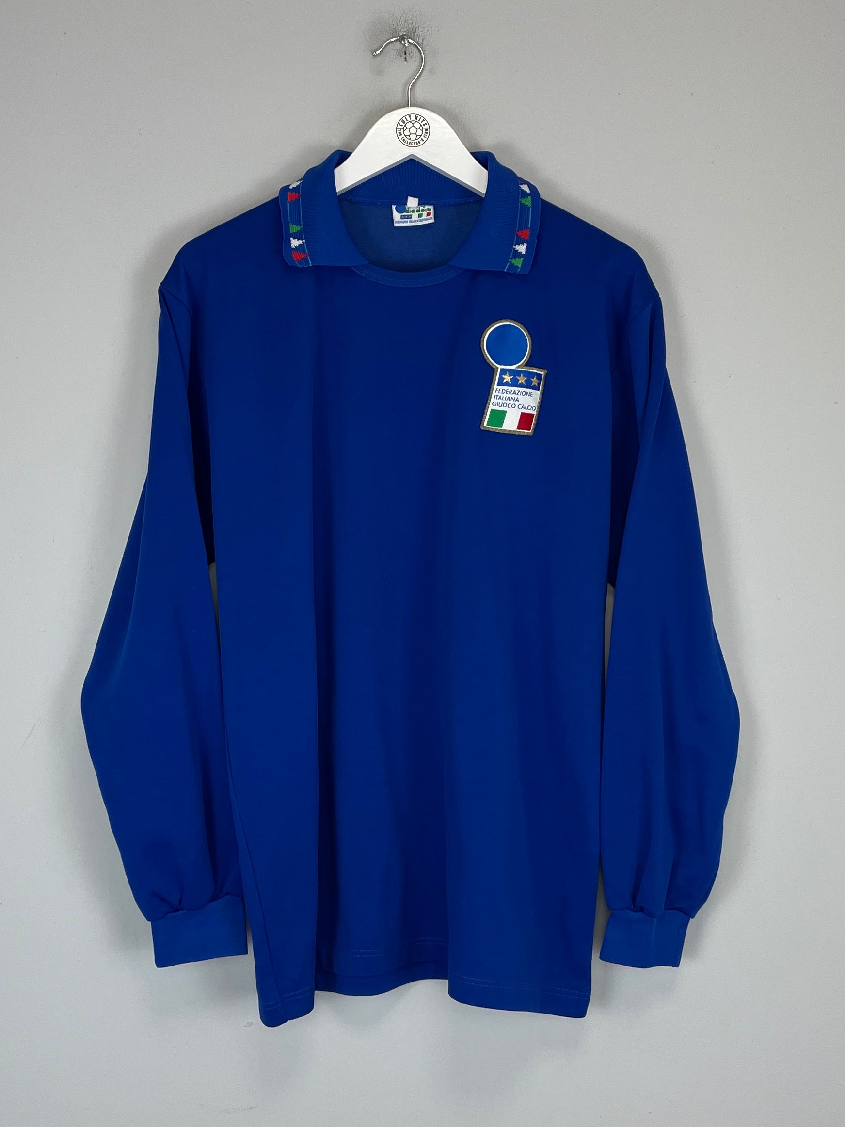 Shop 1992/93 ITALY L/S #11 HOME SHIRT (L) DIADORA, classic football shirts, vintage football shirts & retro soccer jerseys at Cult Kits