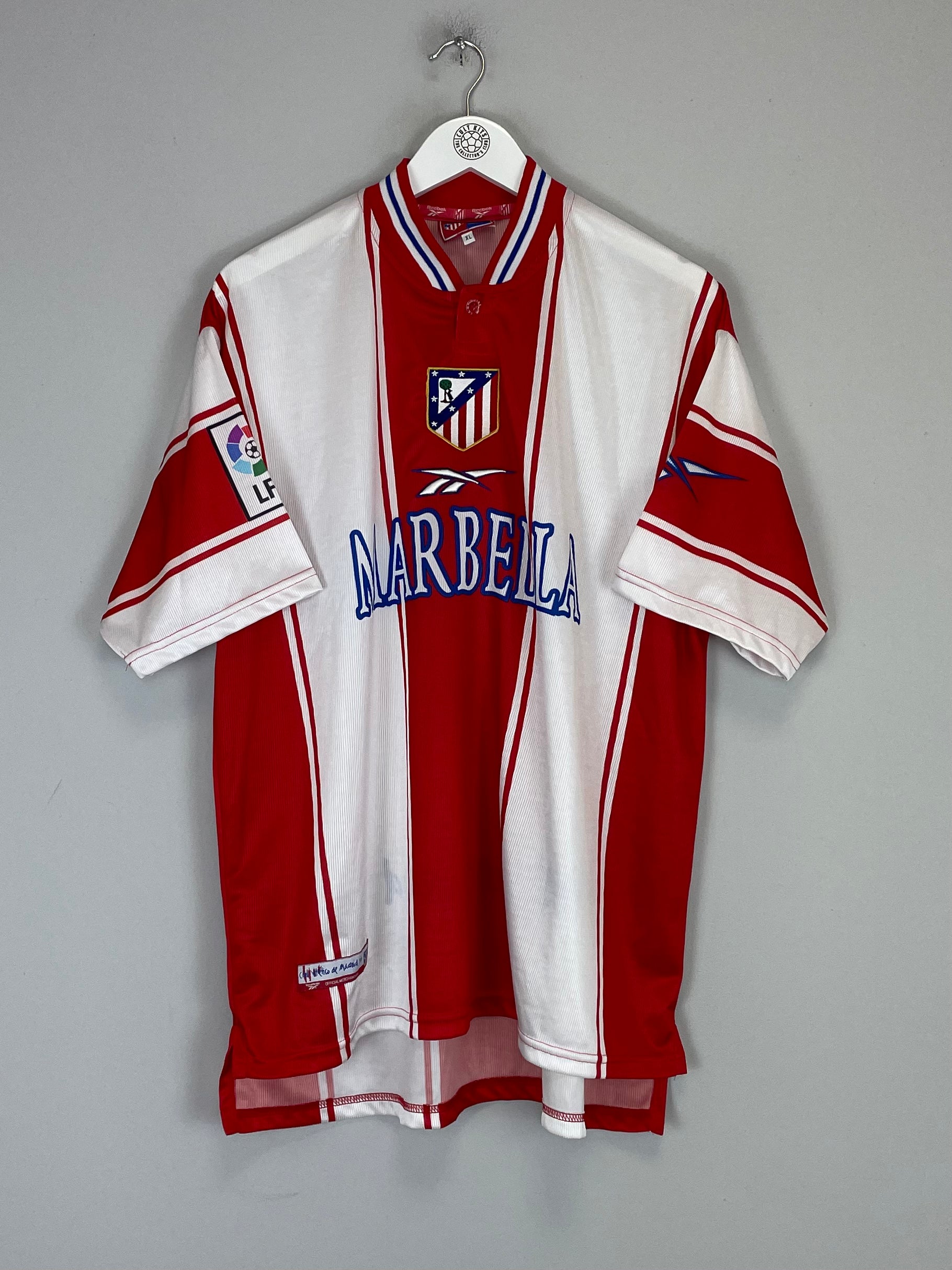 Shop 1999/00 ATLETICO MADRID HOME SHIRT (XL) REEBOK, classic football shirts, vintage football shirts & retro soccer jerseys at Cult Kits